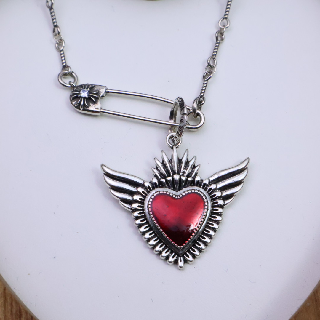 Chrome Hearts Collar Corazón Alado Rojo, Plata Esterlina 925, Joyería de Lujo 9 i1739165858939 8888 0 7