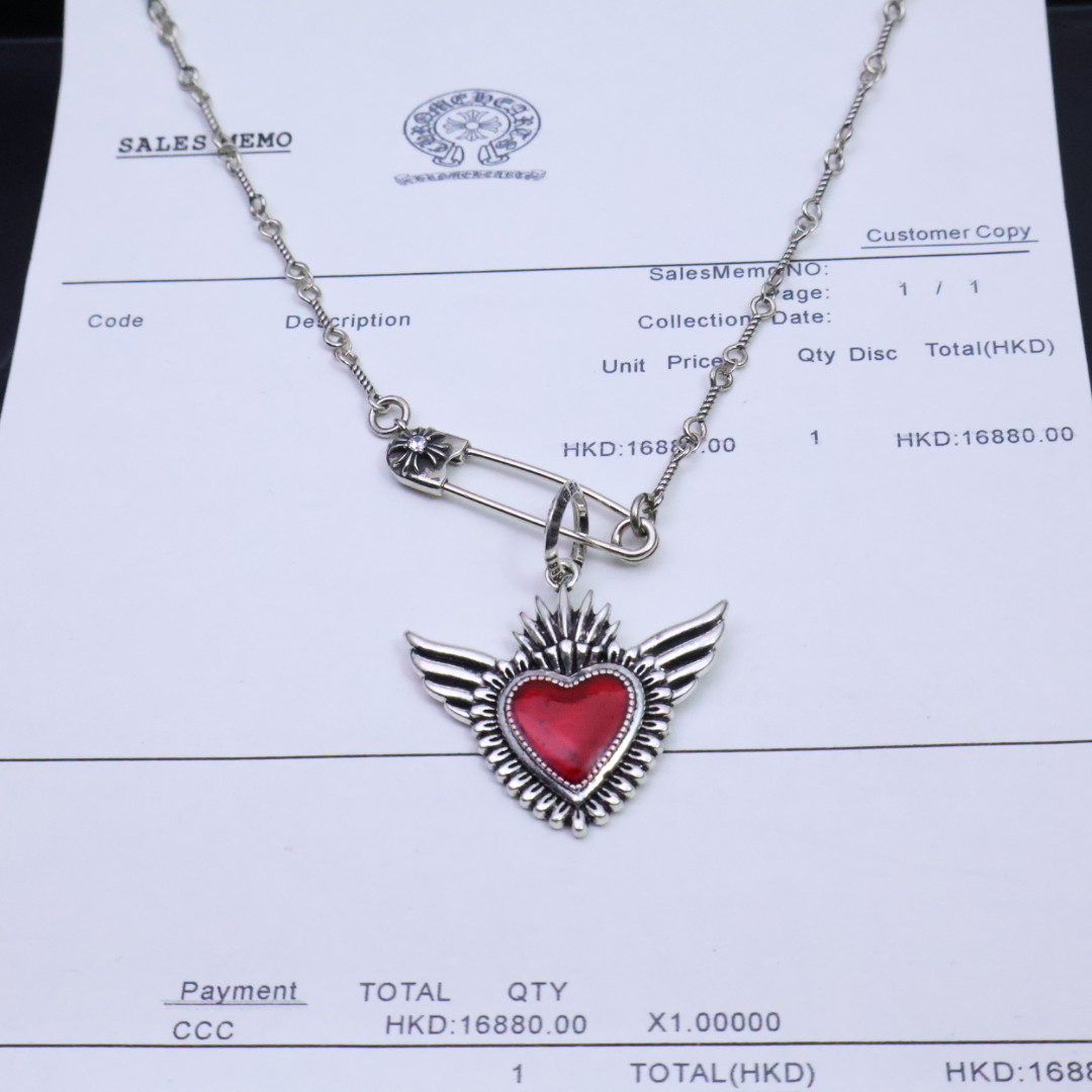 Chrome Hearts Collar Corazón Alado Rojo, Plata Esterlina 925, Joyería de Lujo 4 i1739165859760 4467 0 2
