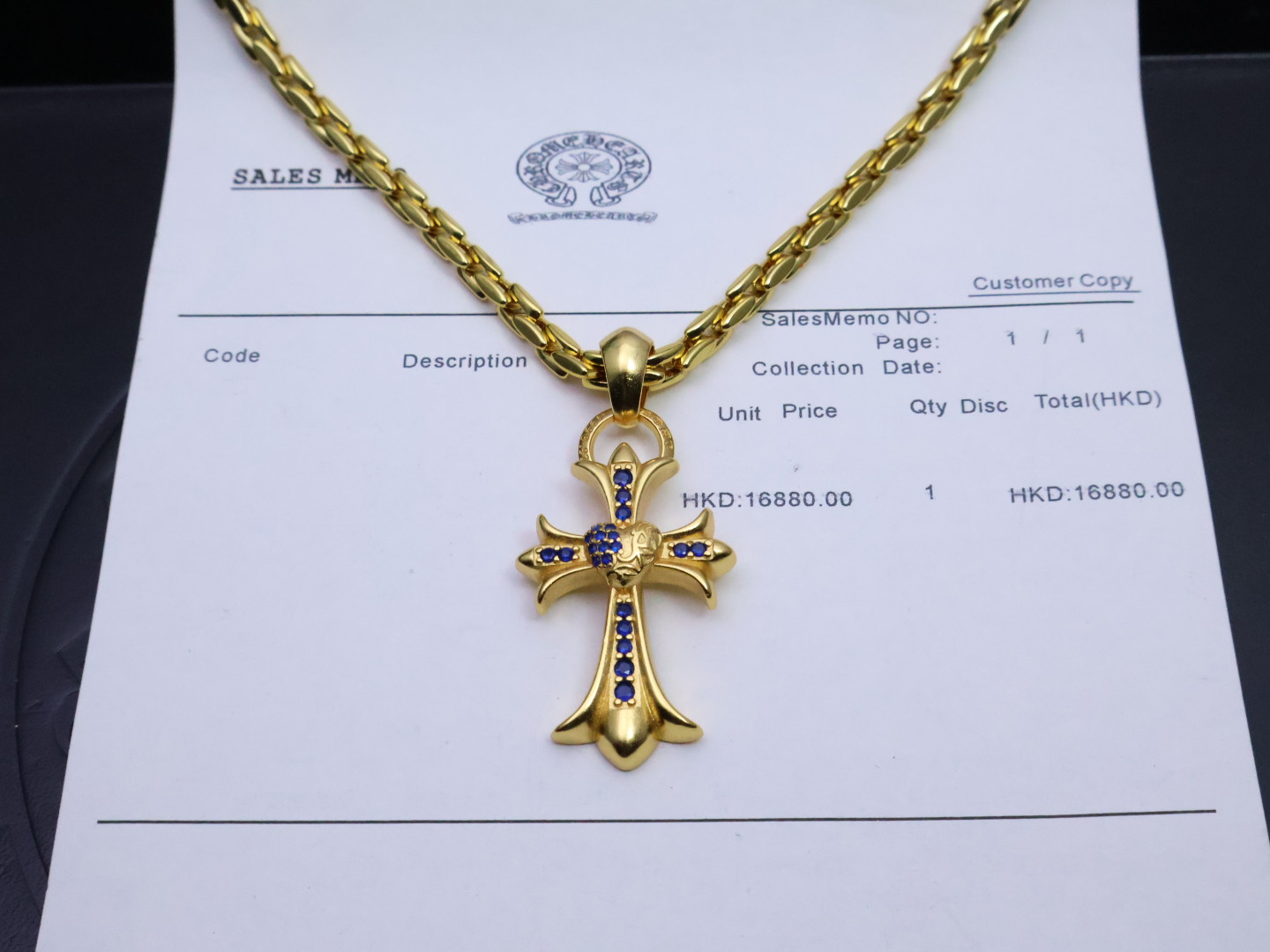 ✞［新品上架］𝐂𝐡𝐫𝐨𝐦𝐞 𝐡𝐞𝐚𝐫𝐭𝐬 
 ✞克罗心金色爱心藤蔓镶钻22k项链
⚜️ 原版11复刻｜纯