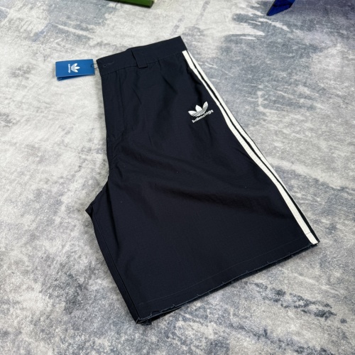 Balenciaga x Adidas Embroidered Three-Stripe Navy Work Shorts - Unisex 1 Balenciaga x Adidas Embroidered Three-Stripe Navy Work Shorts - Unisex