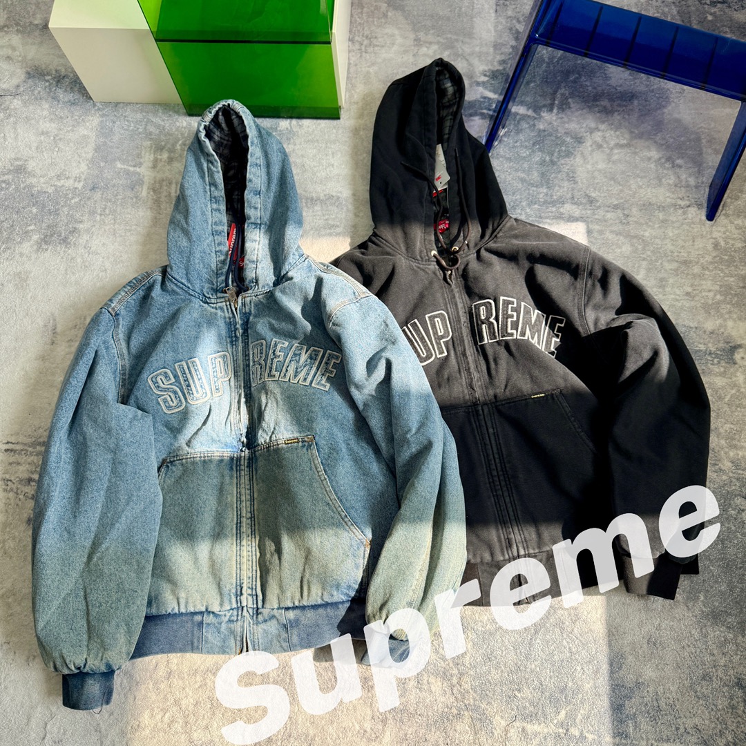 Supreme FW25 Reflective Arc Hooded Work Jacket Denim Wash - Unisex