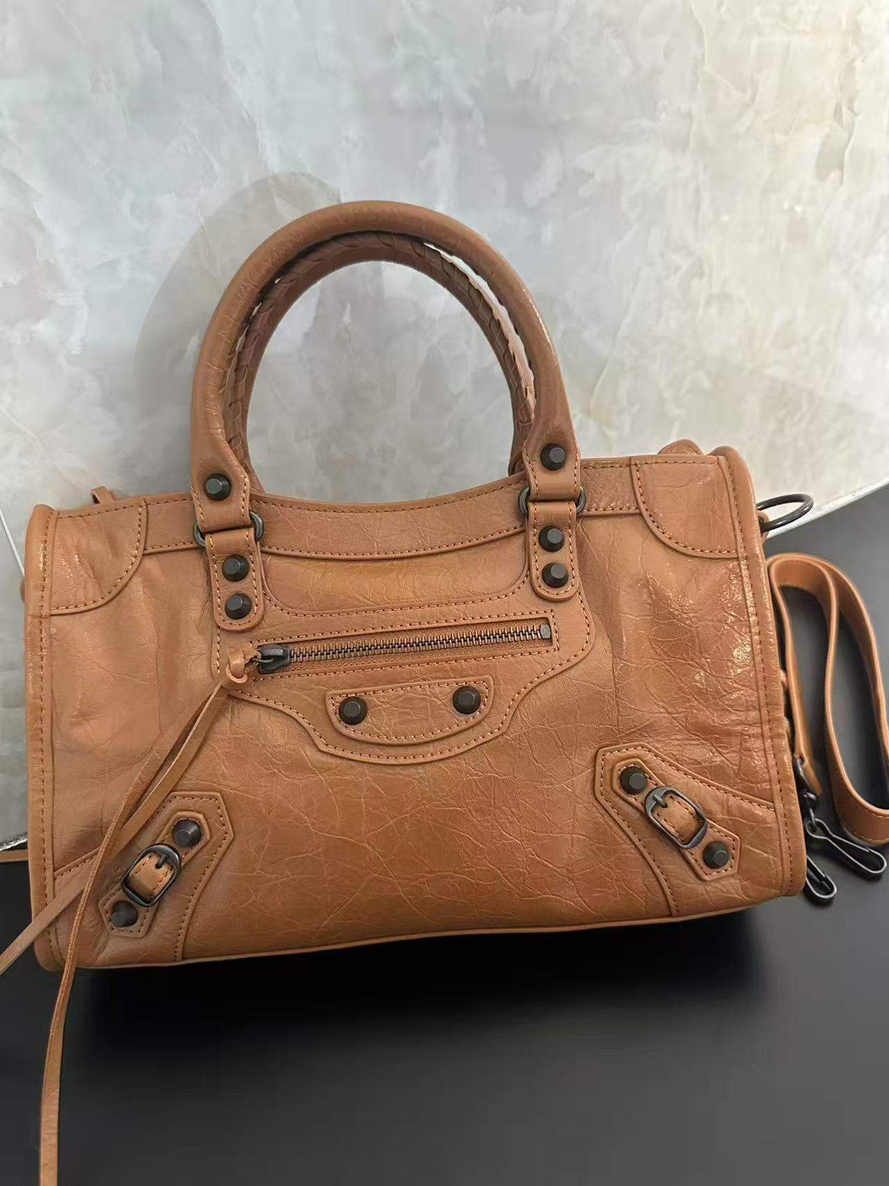 Balenciaga Style Beige Card Holder Lookbook Reference image 2