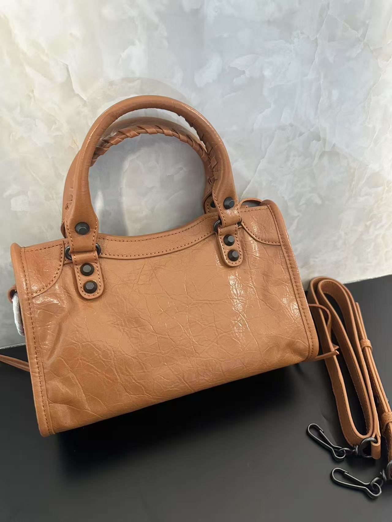 Balenciaga Style Beige Card Holder Lookbook Reference image 2