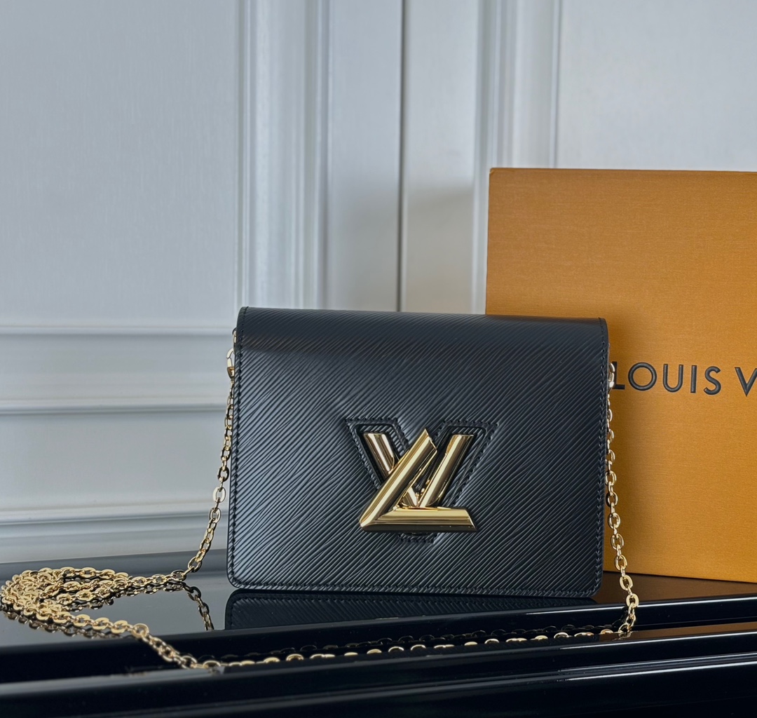 Louis Vuitton Crossbody & Shoulder Bags Black Gold Hardware Epi LV Twist Chains M68750