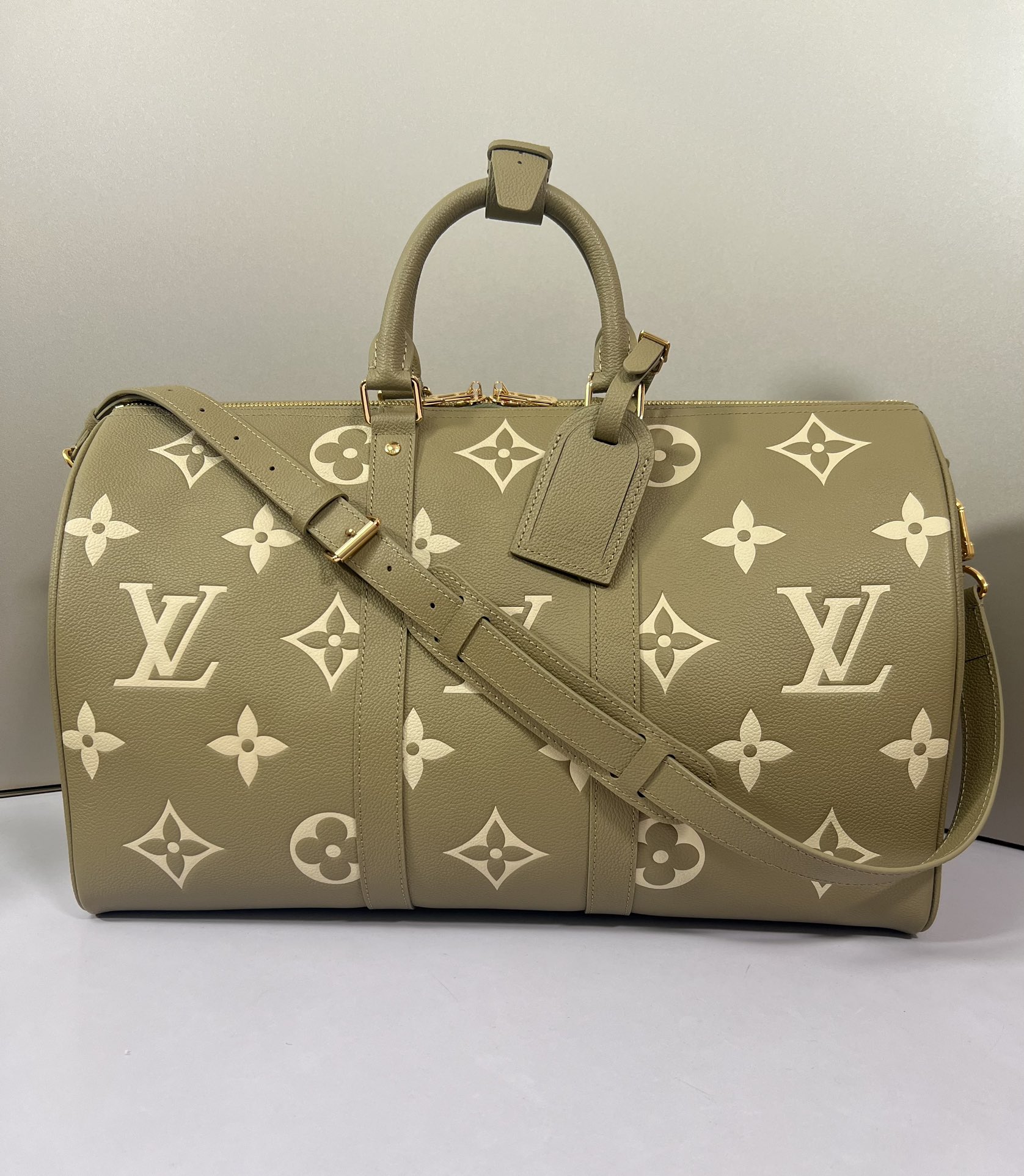 Louis Vuitton LV Keepall Travel Bags Black Green Empreinte​ M46671