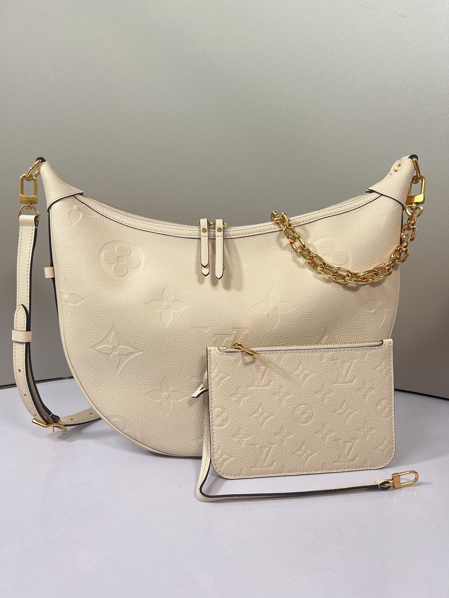 Louis Vuitton Bags Handbags White Empreinte​ Cowhide Loop Hobo Chains M46739