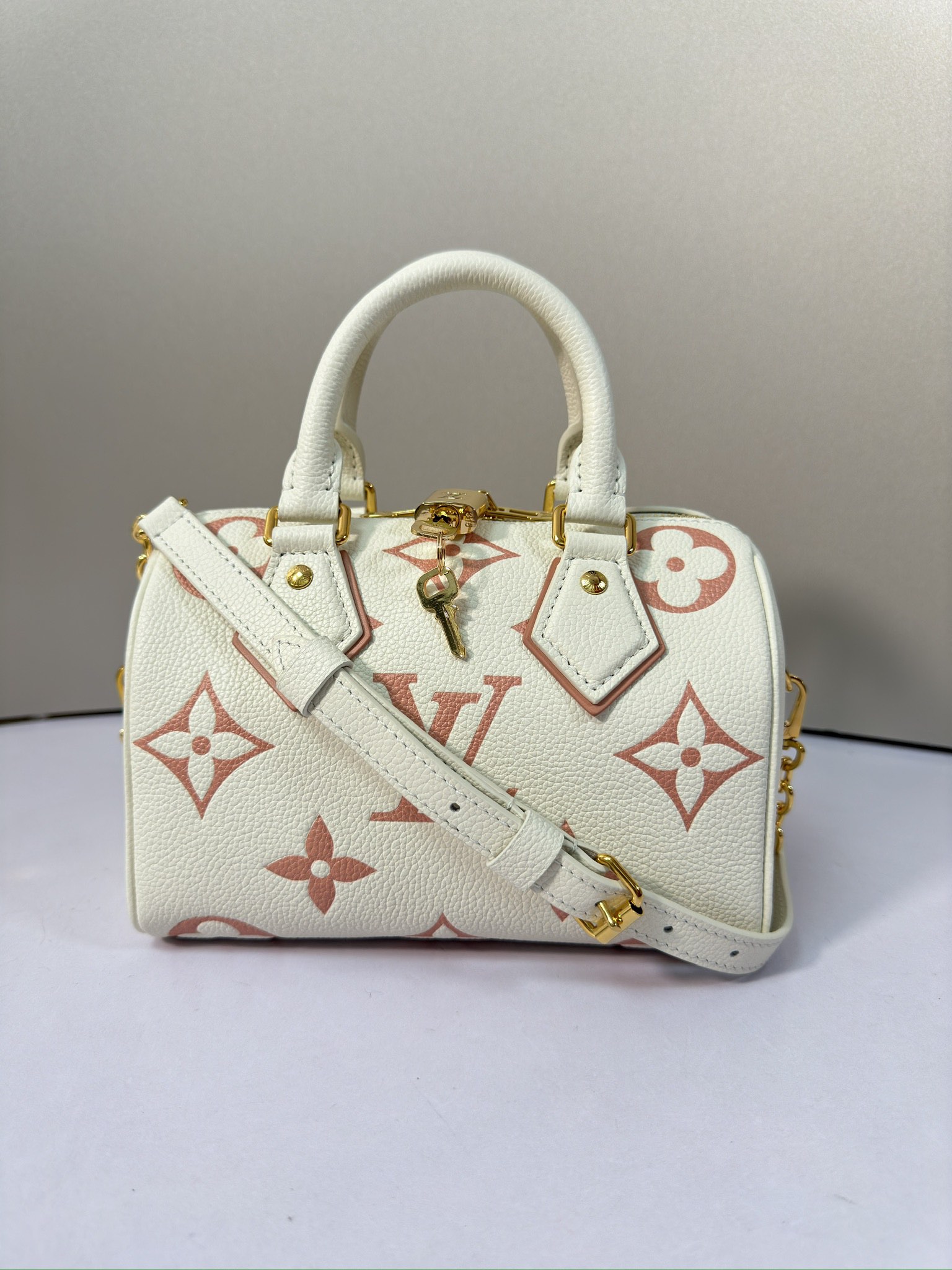 Louis Vuitton LV Speedy 1:1
 Bags Handbags Chocolate color White Empreinte​ Fashion Chains M46875