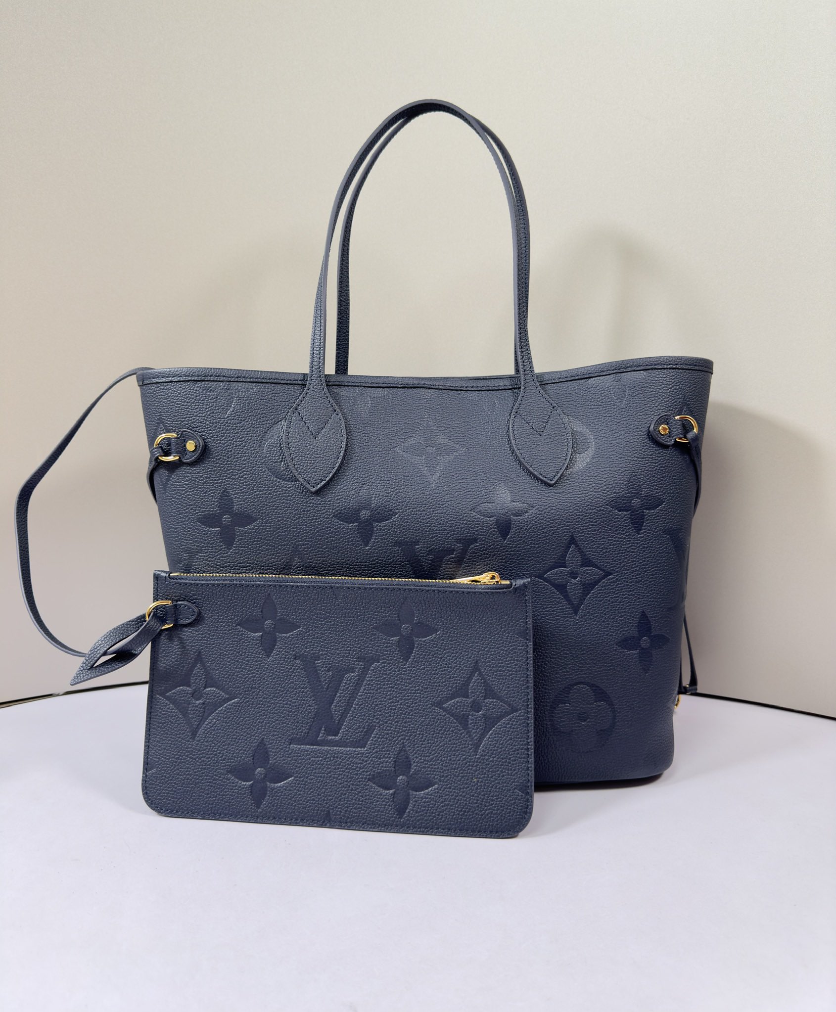 Louis Vuitton LV Neverfull Handbags Tote Bags Blue Fabric Vintage M47143