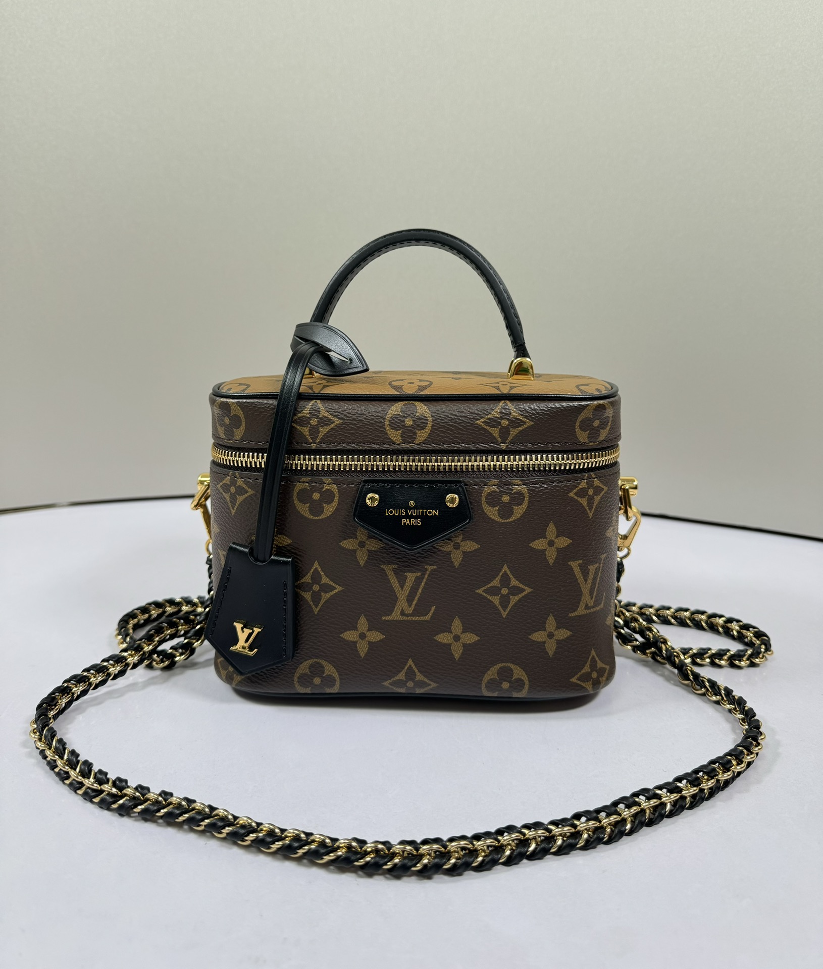 Louis Vuitton Handbags Cosmetic Bags Weave Monogram Reverse Canvas Vanity Chains M47128