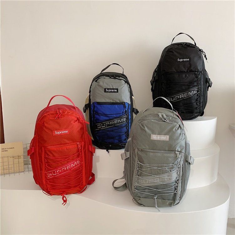 Supreme Backpack SUP Letter Grid Pattern Multifunctional Sports Backpack