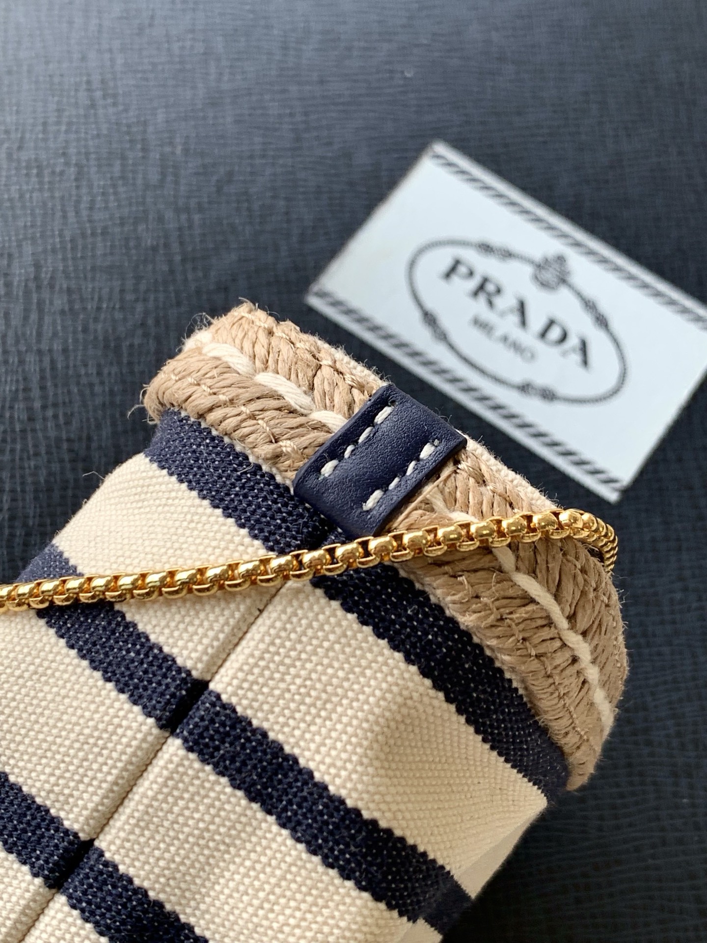 Prada Striped Fabric Mini Bucket Bag with Leather Drawstring and Shoulder Strap 8 i1750608408435 5704 0 6