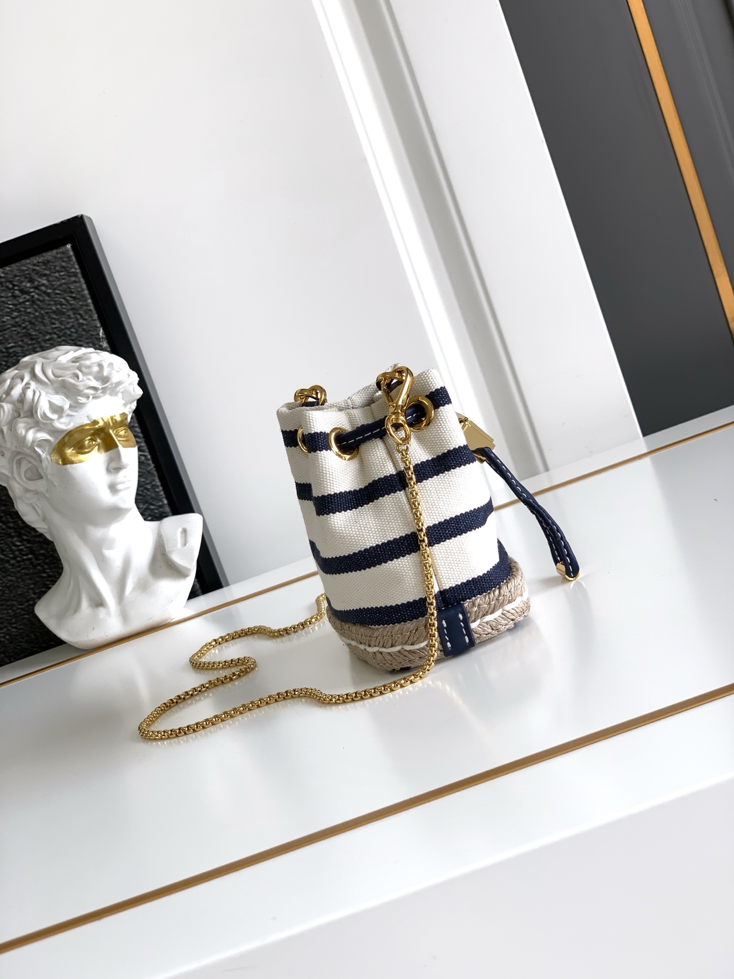 Prada Striped Fabric Mini Bucket Bag with Leather Drawstring and Shoulder Strap 3 i1750608409687 4363 0 1
