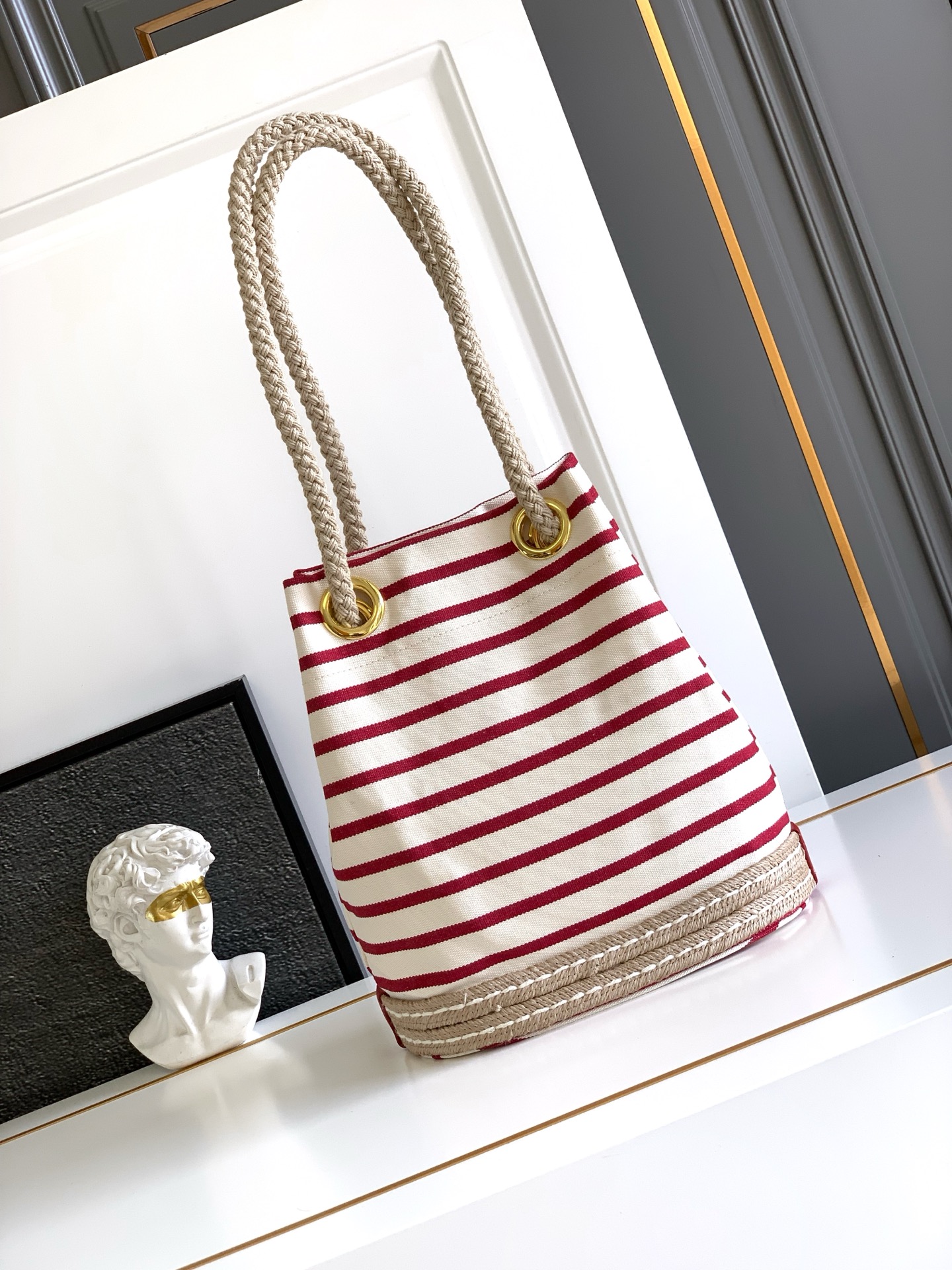 Prada Striped Fabric Bucket Bag with Rope Handles - Summer Essential 4 i1750612275705 3194 0 2