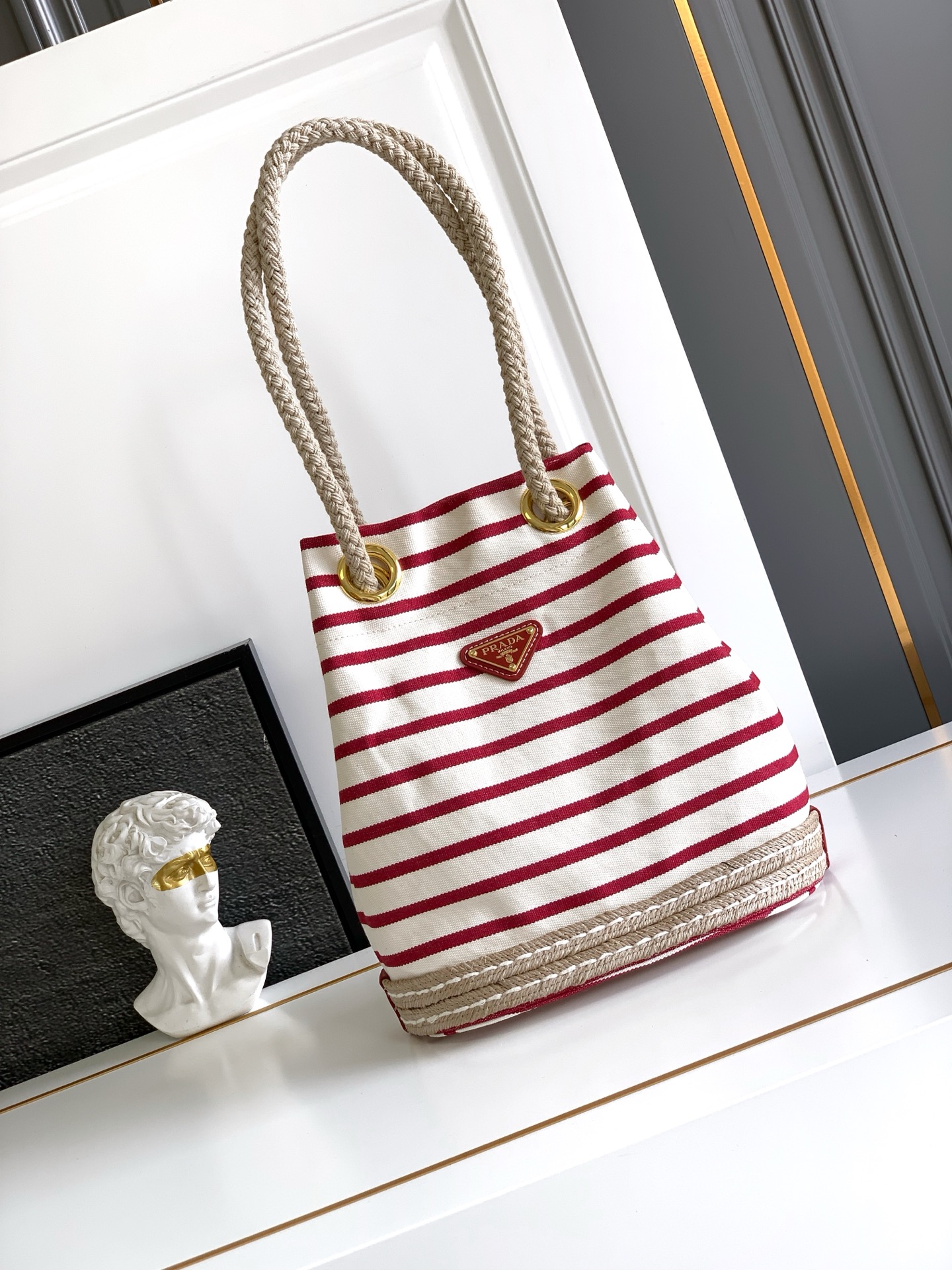 Prada Striped Fabric Bucket Bag with Rope Handles - Summer Essential 2 i1750612277710 4582 0 0