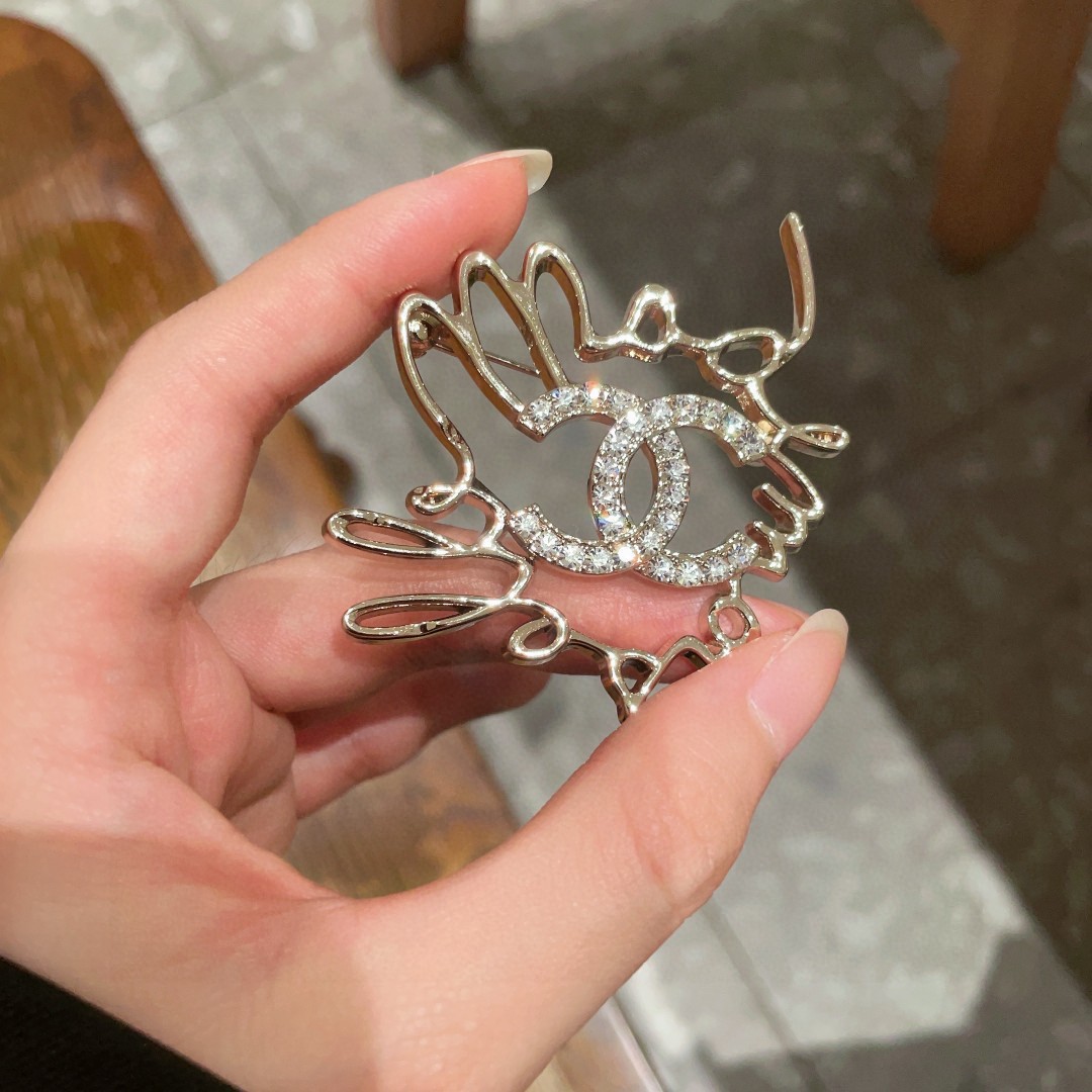 P198 CHANEL LETTER DOUBLE-C DRILL PIN. - 图片 4