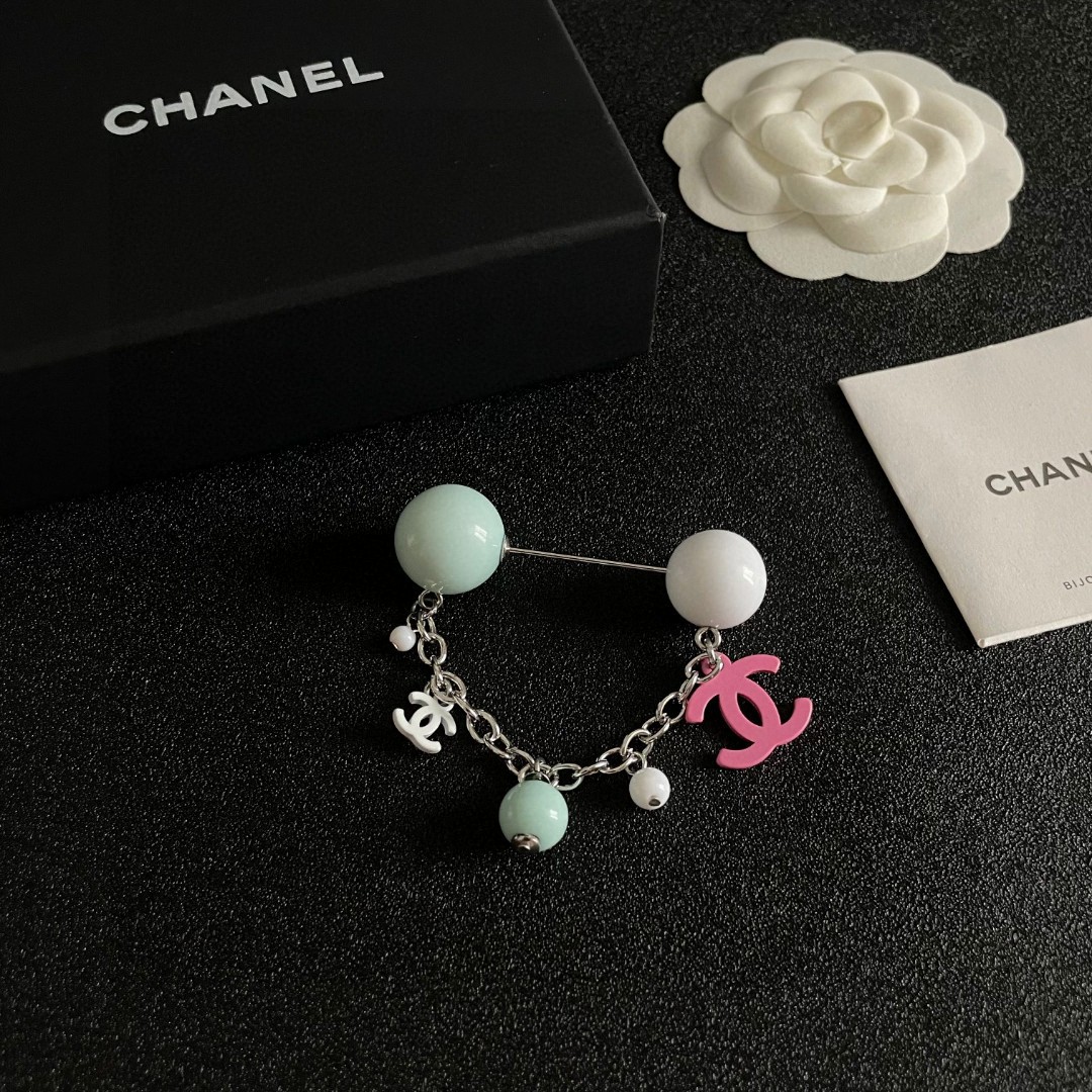 P187 CHANEL ✨DUPHAMPHETAMINE CHAIN COLOR BALL BROOCH - 图片 6