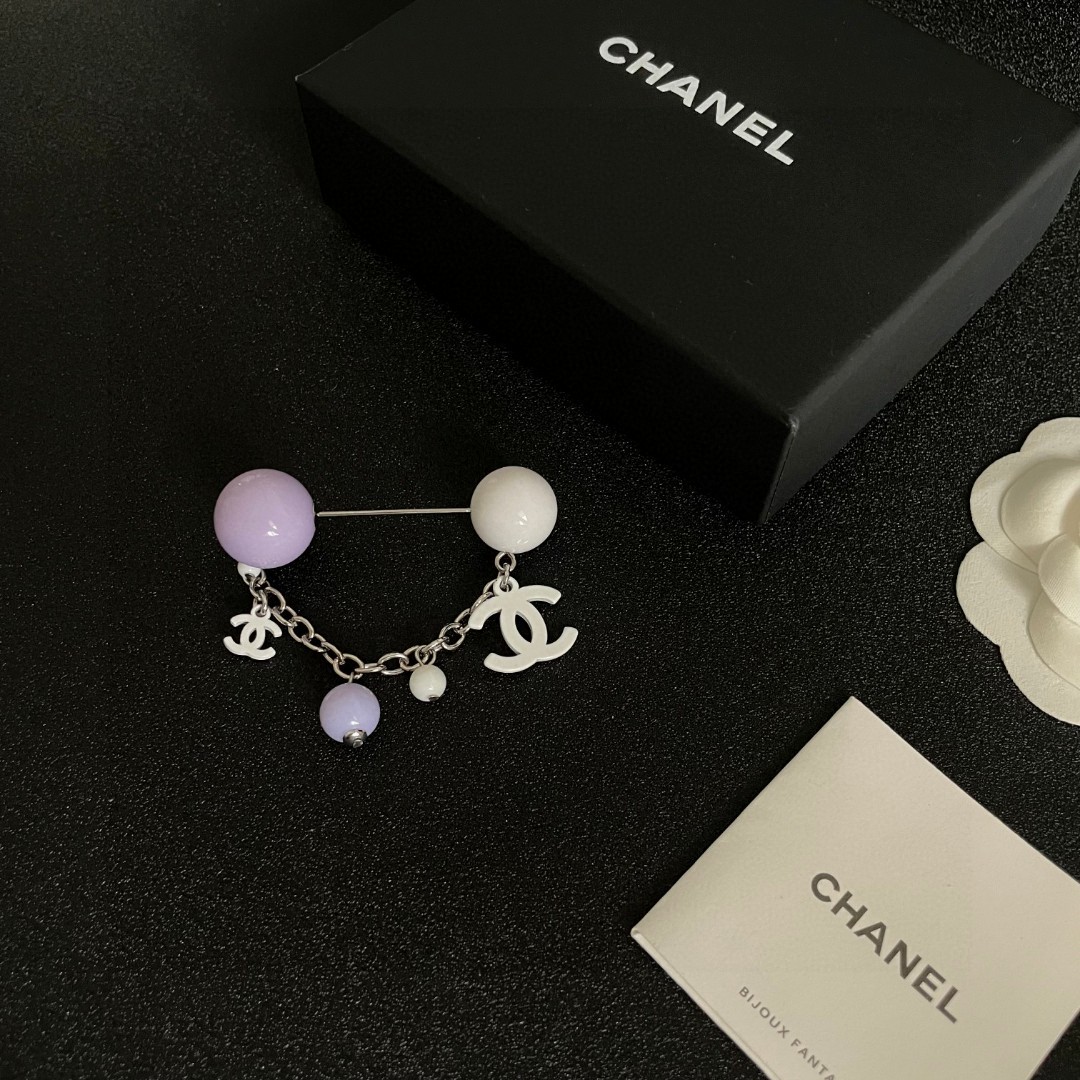 P187 CHANEL ✨DUPHAMPHETAMINE CHAIN COLOR BALL BROOCH - 图片 5