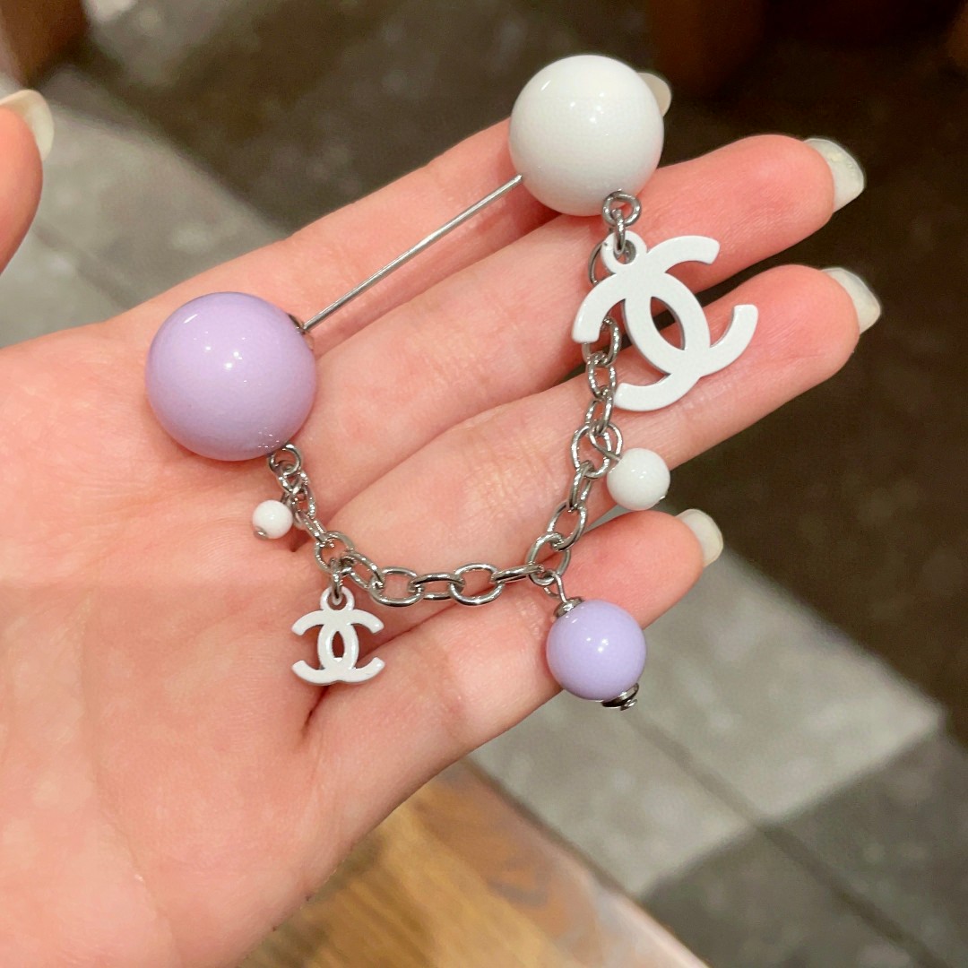 P187 CHANEL ✨DUPHAMPHETAMINE CHAIN COLOR BALL BROOCH - 图片 4