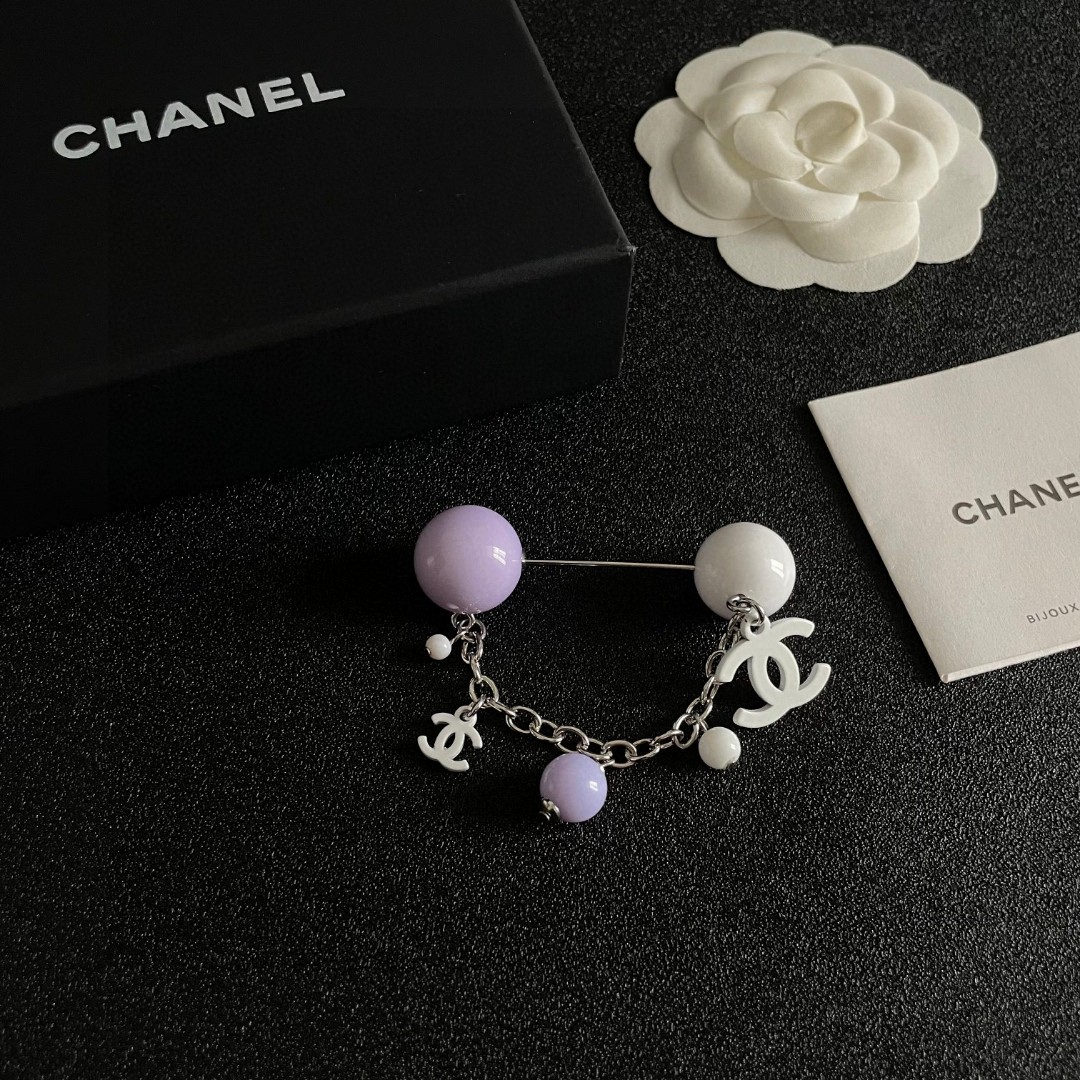 P187 CHANEL ✨DUPHAMPHETAMINE CHAIN COLOR BALL BROOCH - 图片 6