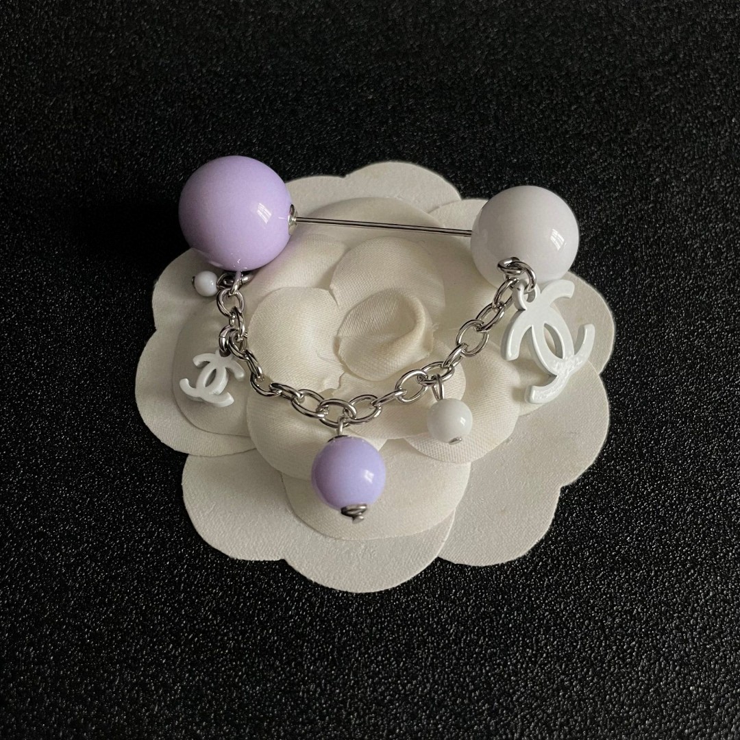 P187 CHANEL ✨DUPHAMPHETAMINE CHAIN COLOR BALL BROOCH - 图片 8