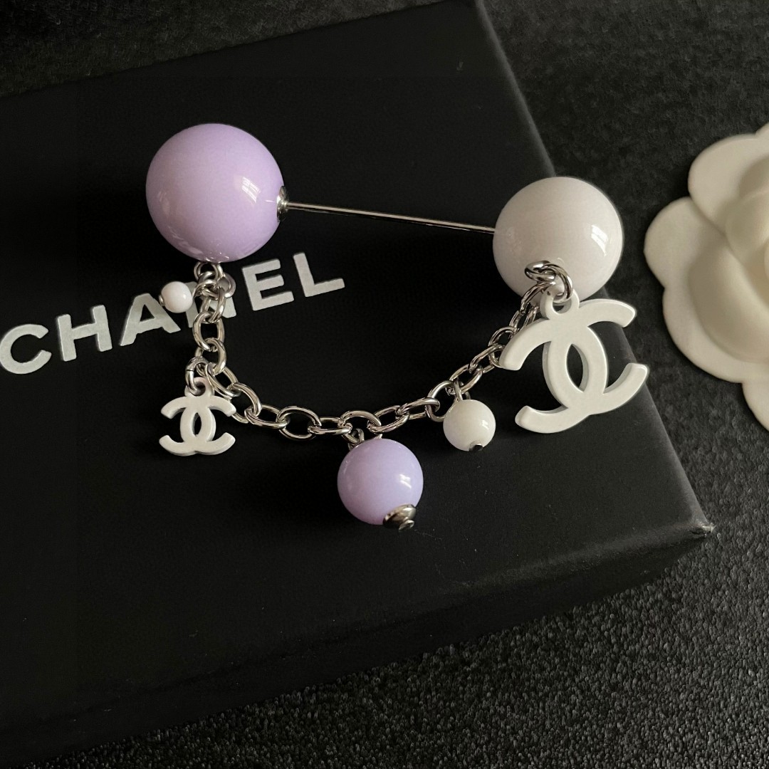 P187 CHANEL ✨DUPHAMPHETAMINE CHAIN COLOR BALL BROOCH - 图片 9