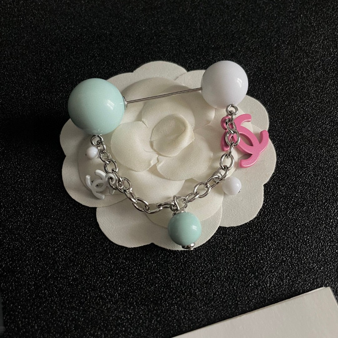 P187 CHANEL ✨DUPHAMPHETAMINE CHAIN COLOR BALL BROOCH - 图片 8