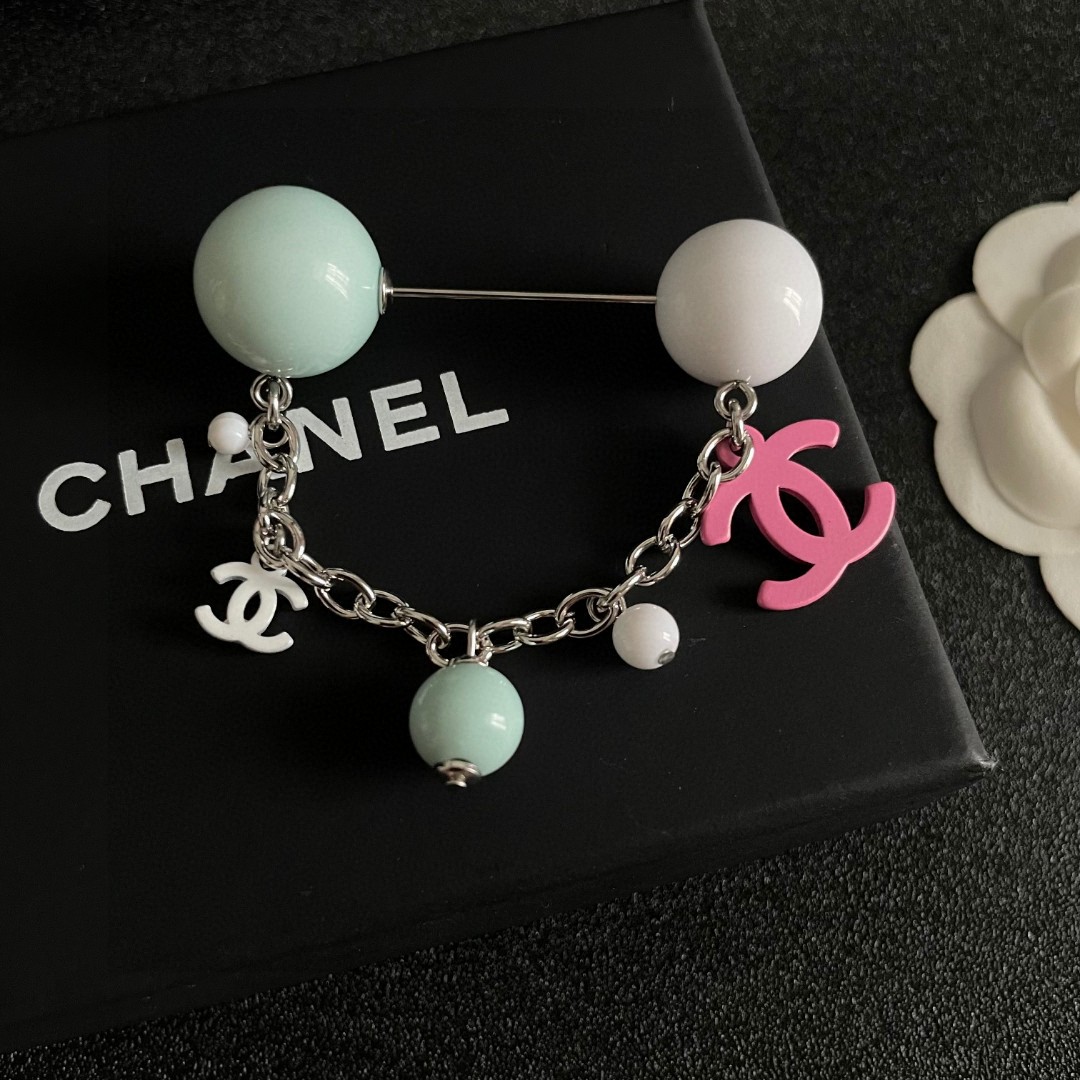 P187 CHANEL ✨DUPHAMPHETAMINE CHAIN COLOR BALL BROOCH - 图片 9