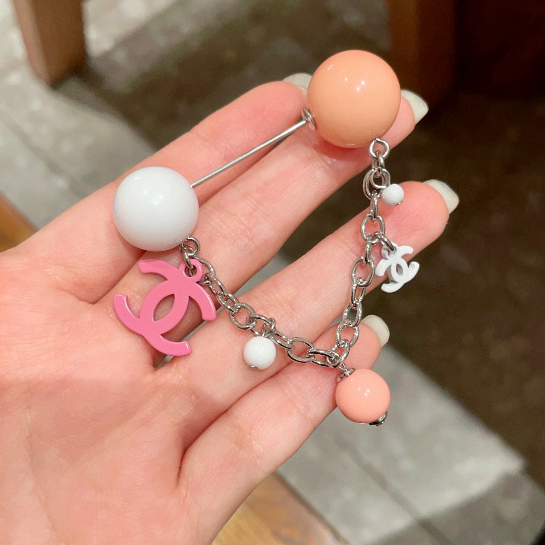 P187 CHANEL ✨DUPHAMPHETAMINE CHAIN COLOR BALL BROOCH - 图片 3