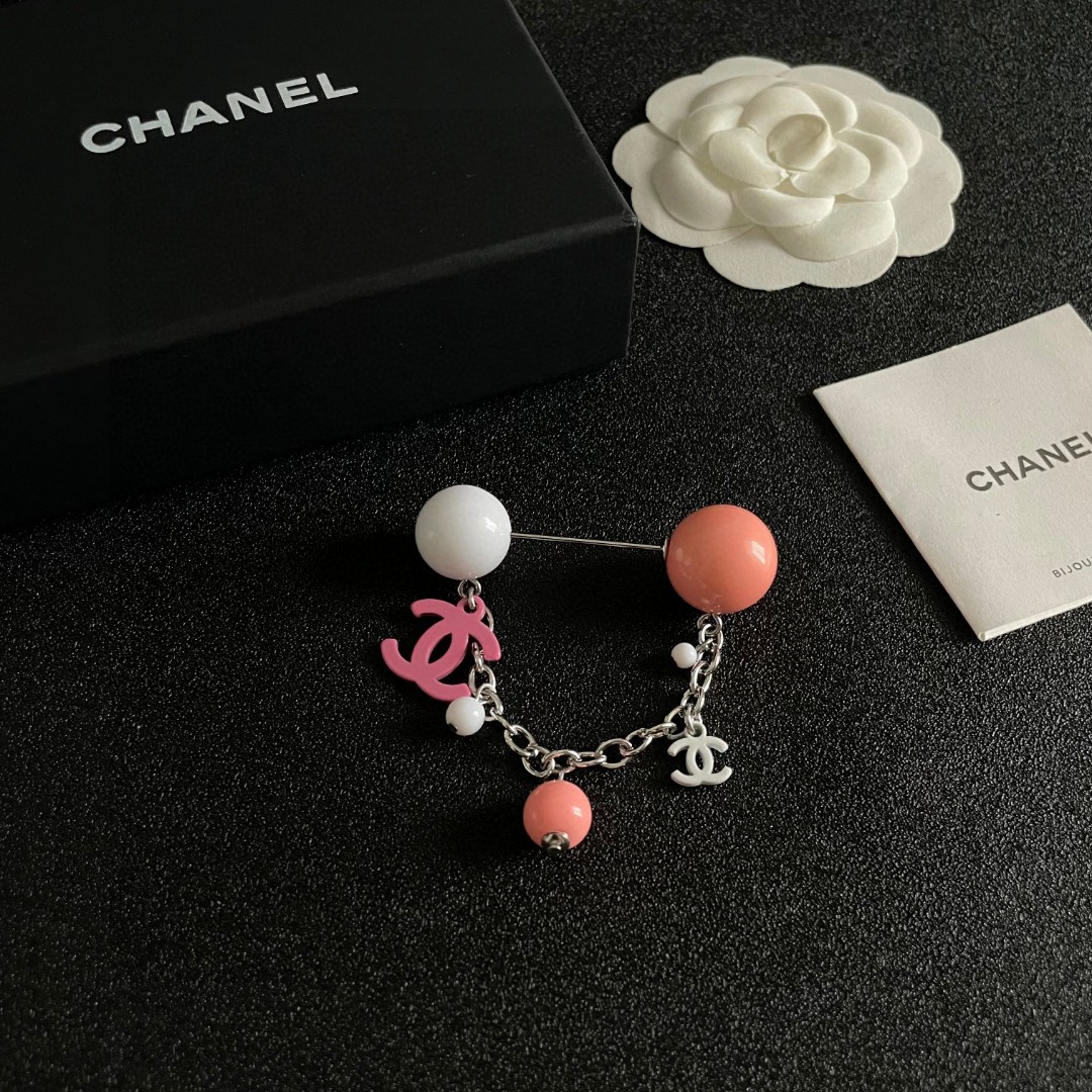 P187 CHANEL ✨DUPHAMPHETAMINE CHAIN COLOR BALL BROOCH - 图片 6