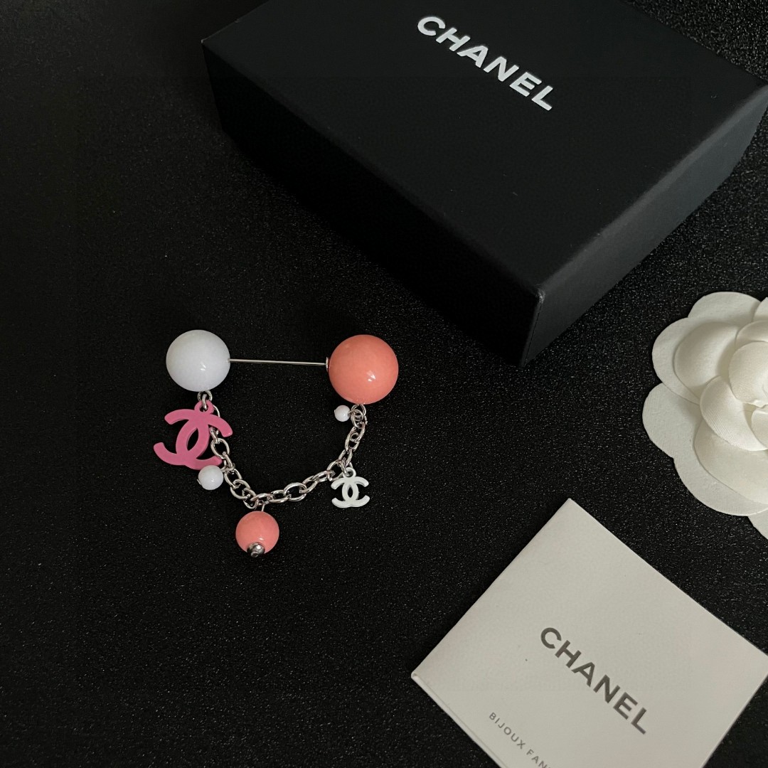 P187 CHANEL ✨DUPHAMPHETAMINE CHAIN COLOR BALL BROOCH - 图片 5