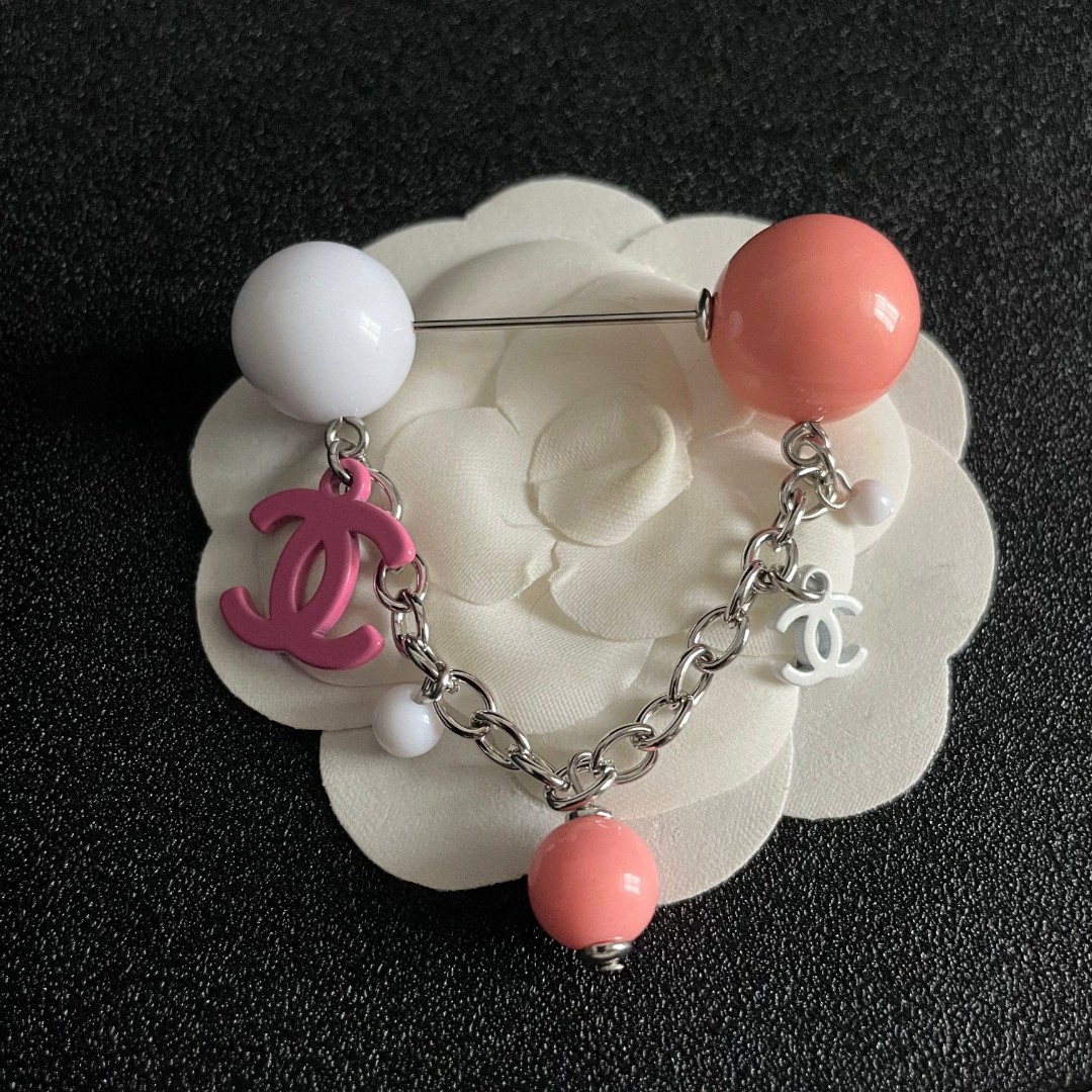 P187 CHANEL ✨DUPHAMPHETAMINE CHAIN COLOR BALL BROOCH - 图片 7