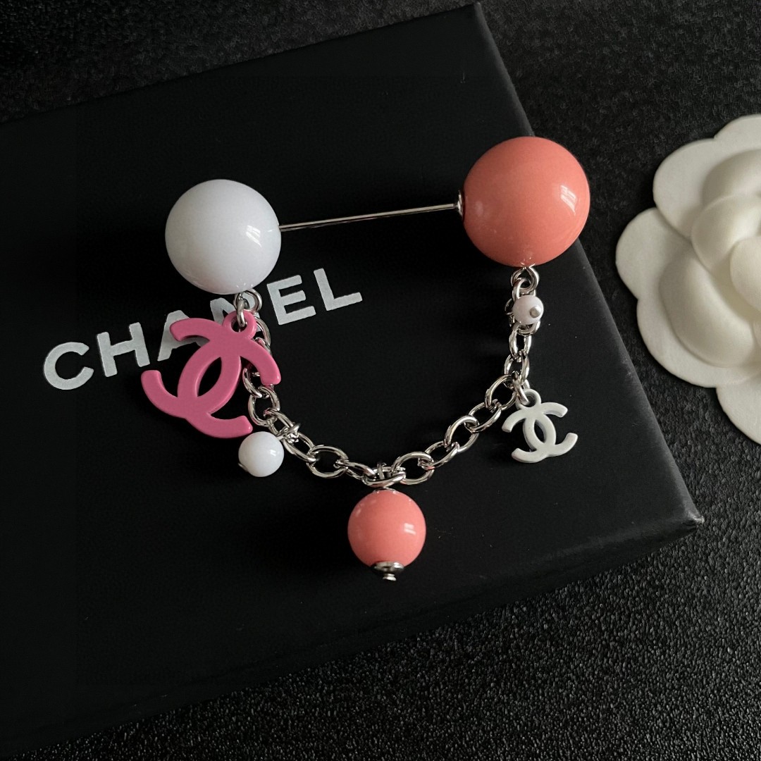 P187 CHANEL ✨DUPHAMPHETAMINE CHAIN COLOR BALL BROOCH - 图片 8