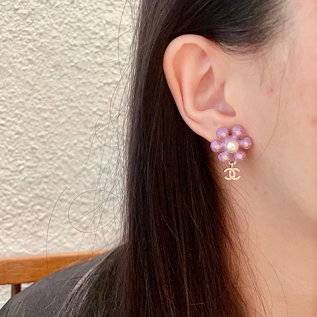  香奈儿✨山茶花🌸双C耳环