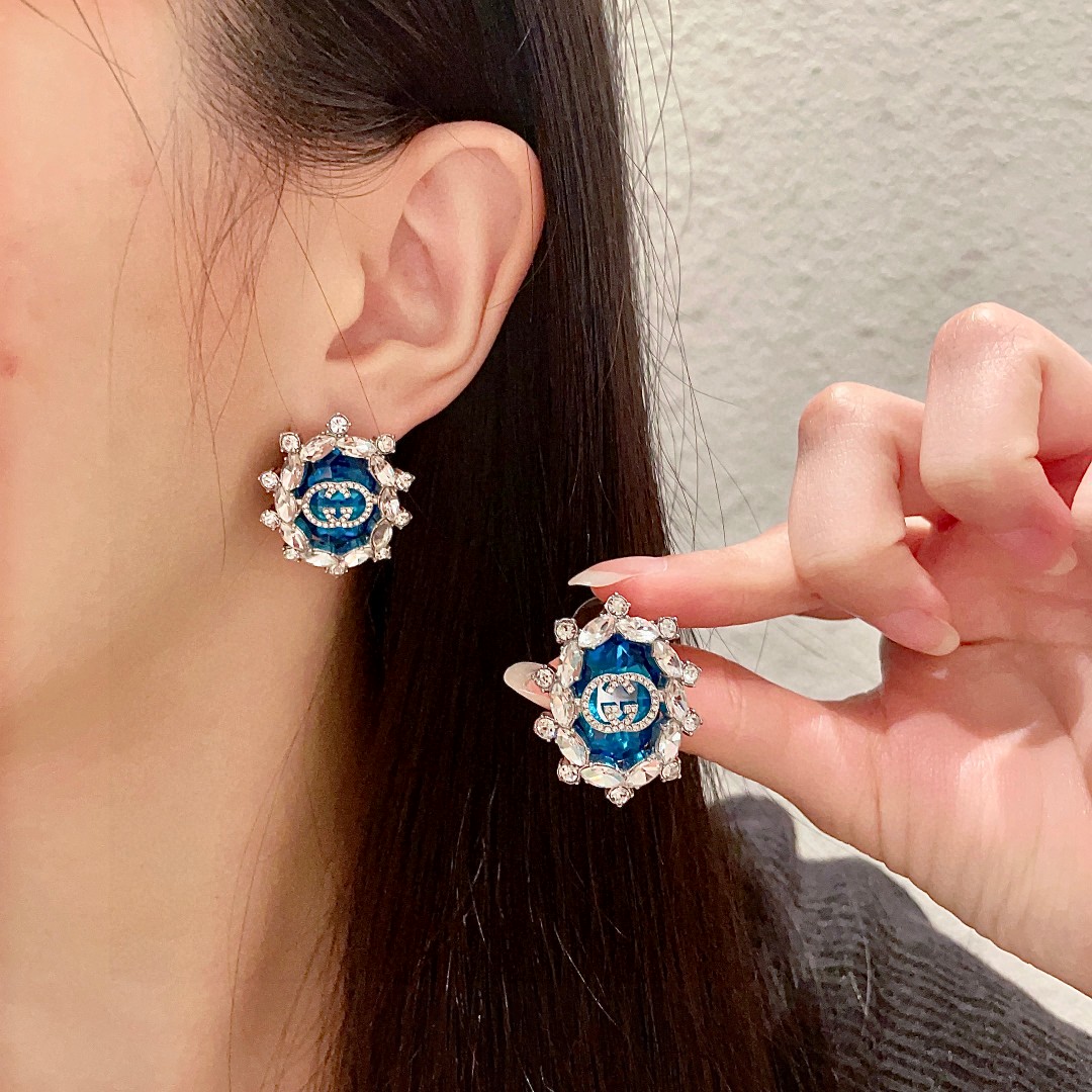  古驰✨双G镶锆石耳钉