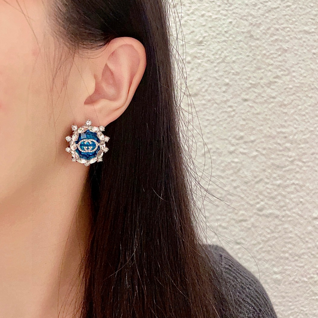  古驰✨双G镶锆石耳钉
