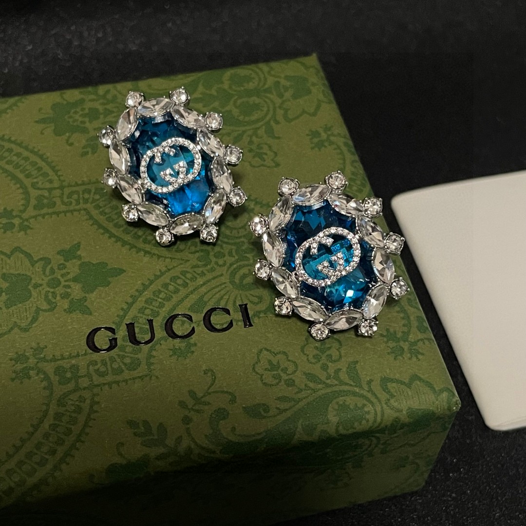  古驰✨双G镶锆石耳钉