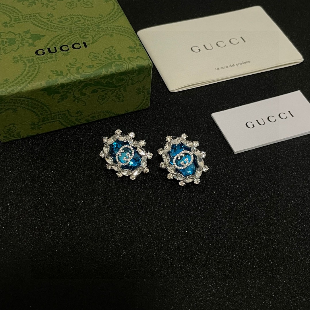  古驰✨双G镶锆石耳钉