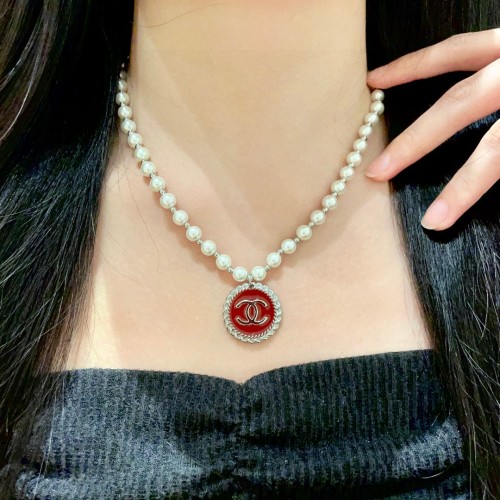 Chanel Vintage Pearl Necklace with Iconic CC Logo Charm, Elegant Gift for Her 1 Chanel Vintage Pearl Necklace with Iconic CC Logo Charm, Elegant Gift for Her