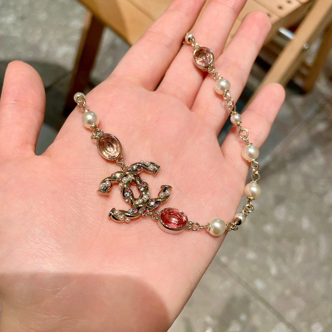  香奈儿✨珍珠双C项链