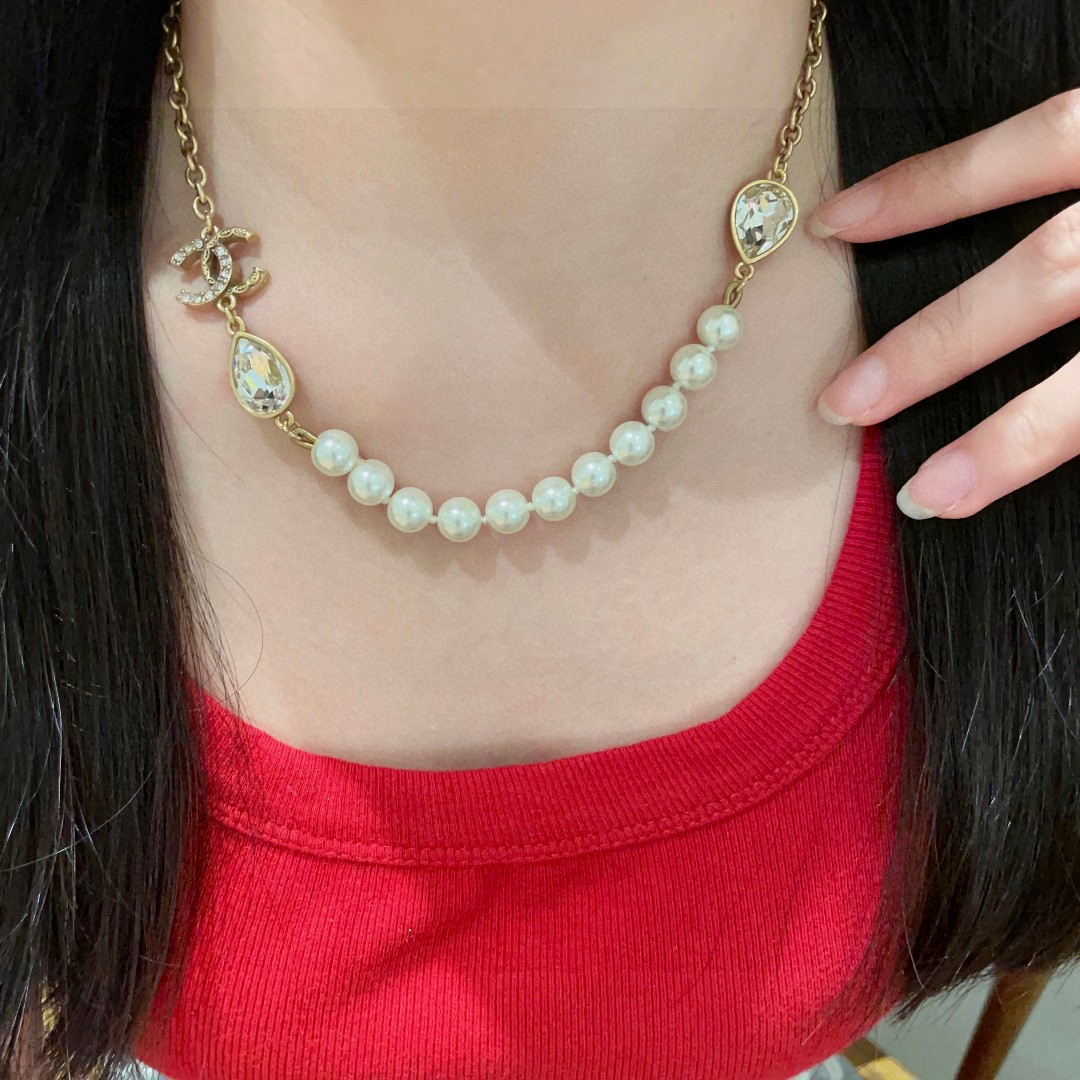  香奈儿✨珍珠双C项链