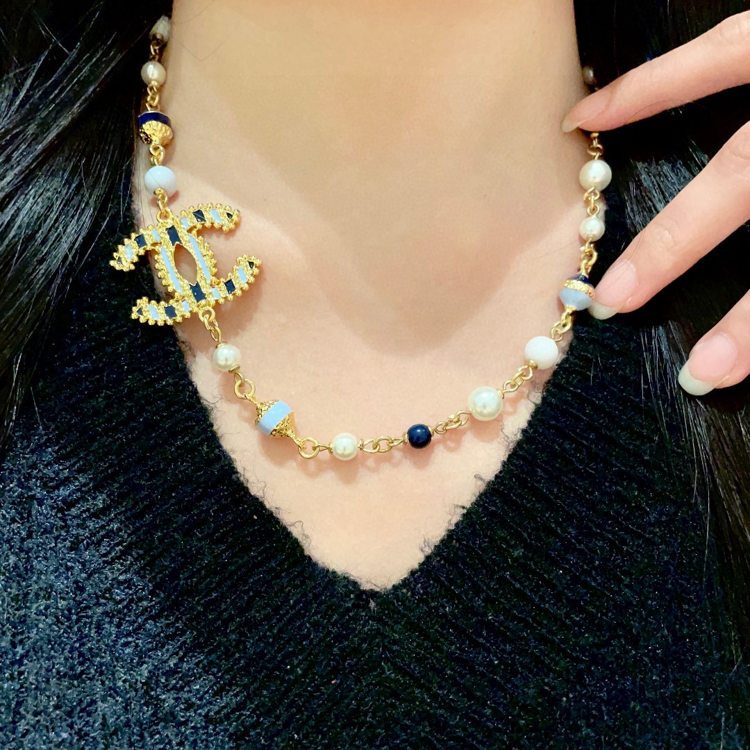  专柜同款 香奈儿✨珍珠双C项链
