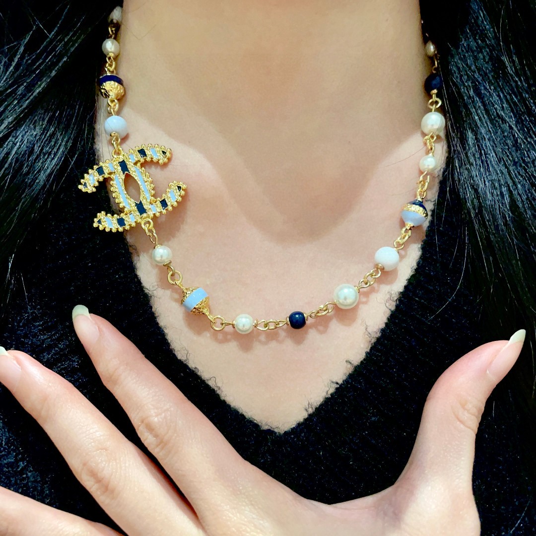  专柜同款 香奈儿✨珍珠双C项链