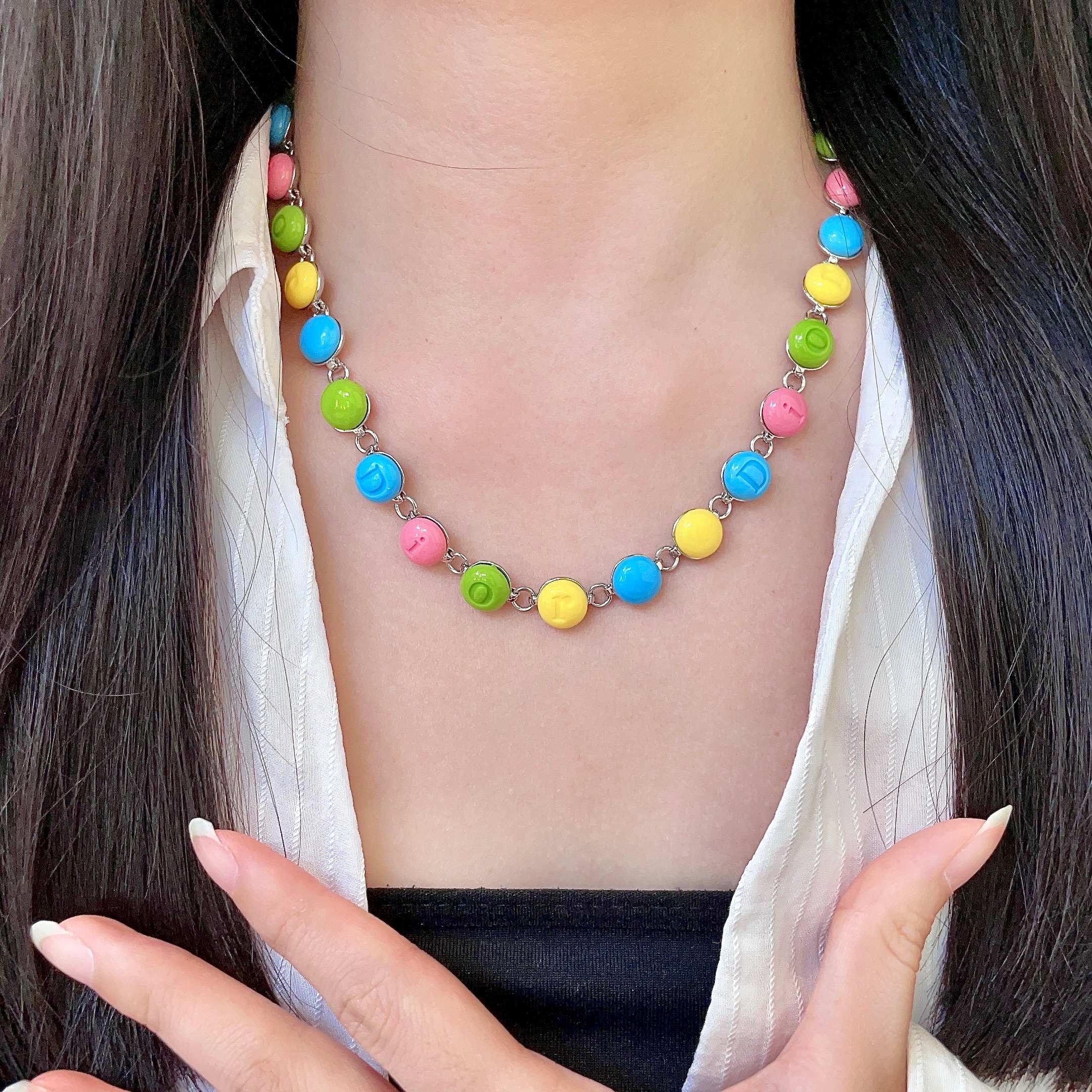 迪奥✨糖果色字母项链