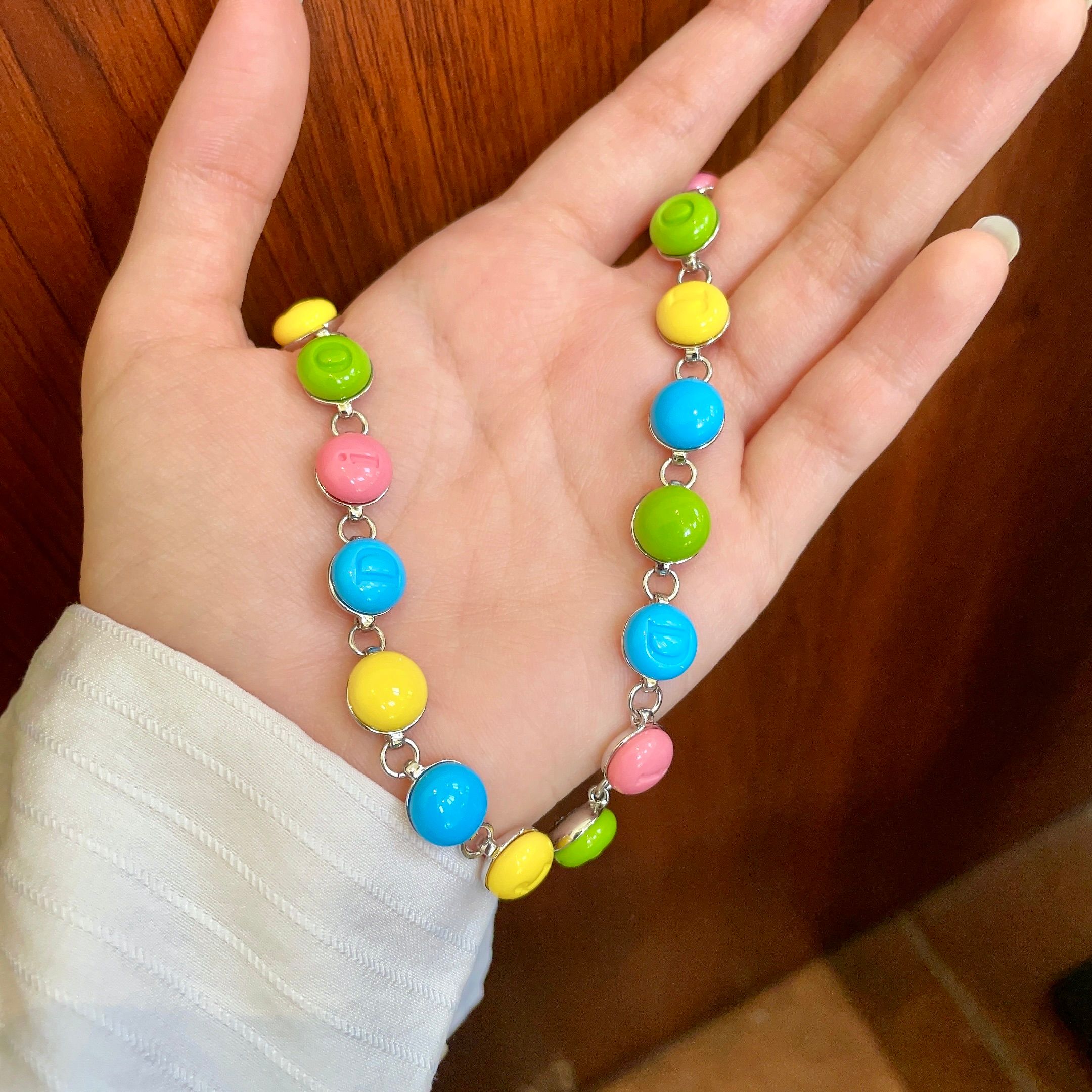 迪奥✨糖果色字母项链