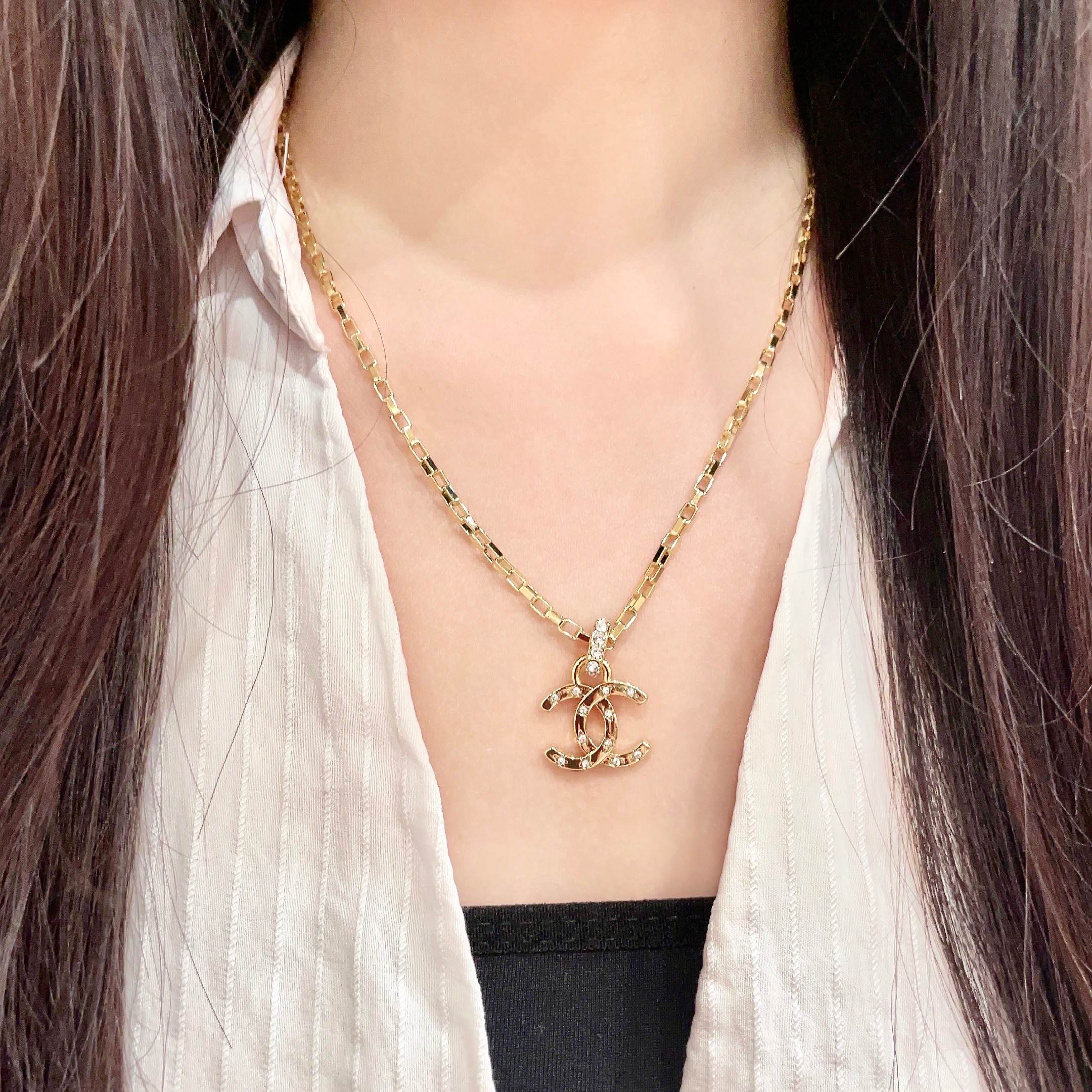 香奈儿✨双C镶钻项链