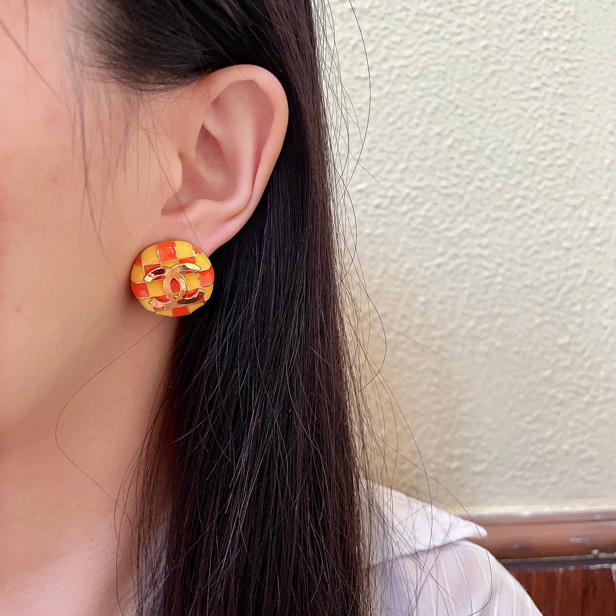 Chanel 香奈儿 棋盘格双C耳钉
