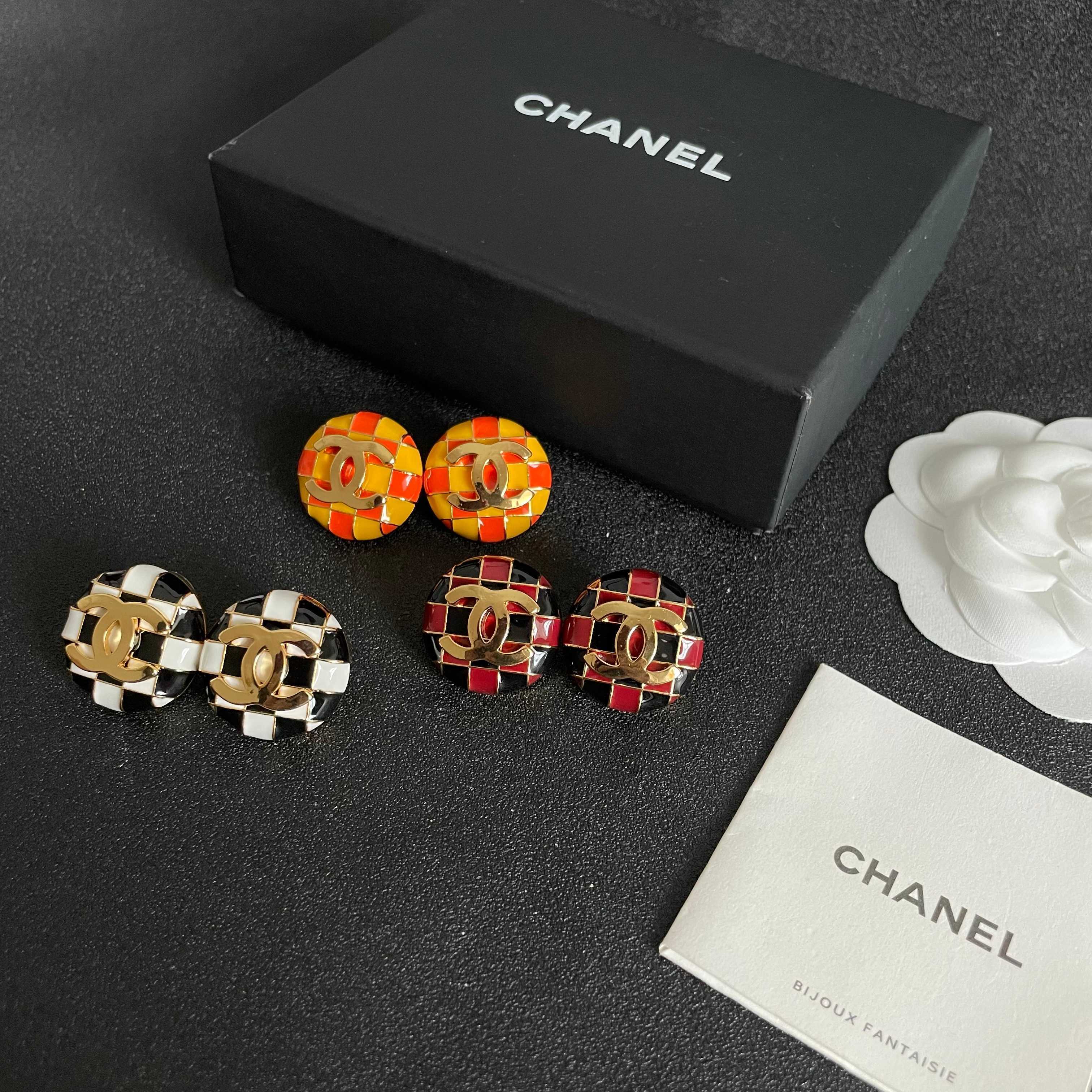 Chanel 香奈儿 棋盘格双C耳钉