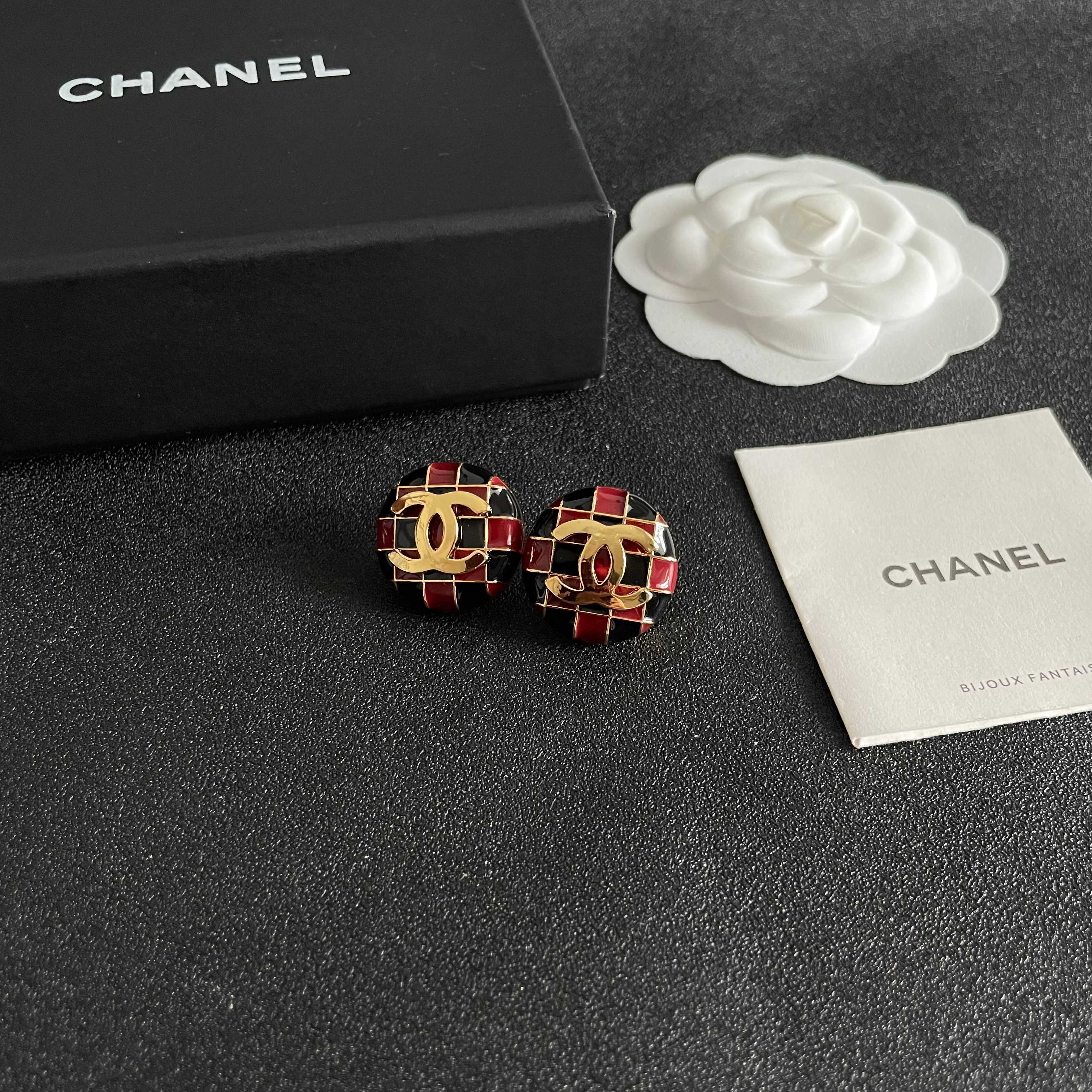 Chanel 香奈儿 棋盘格双C耳钉