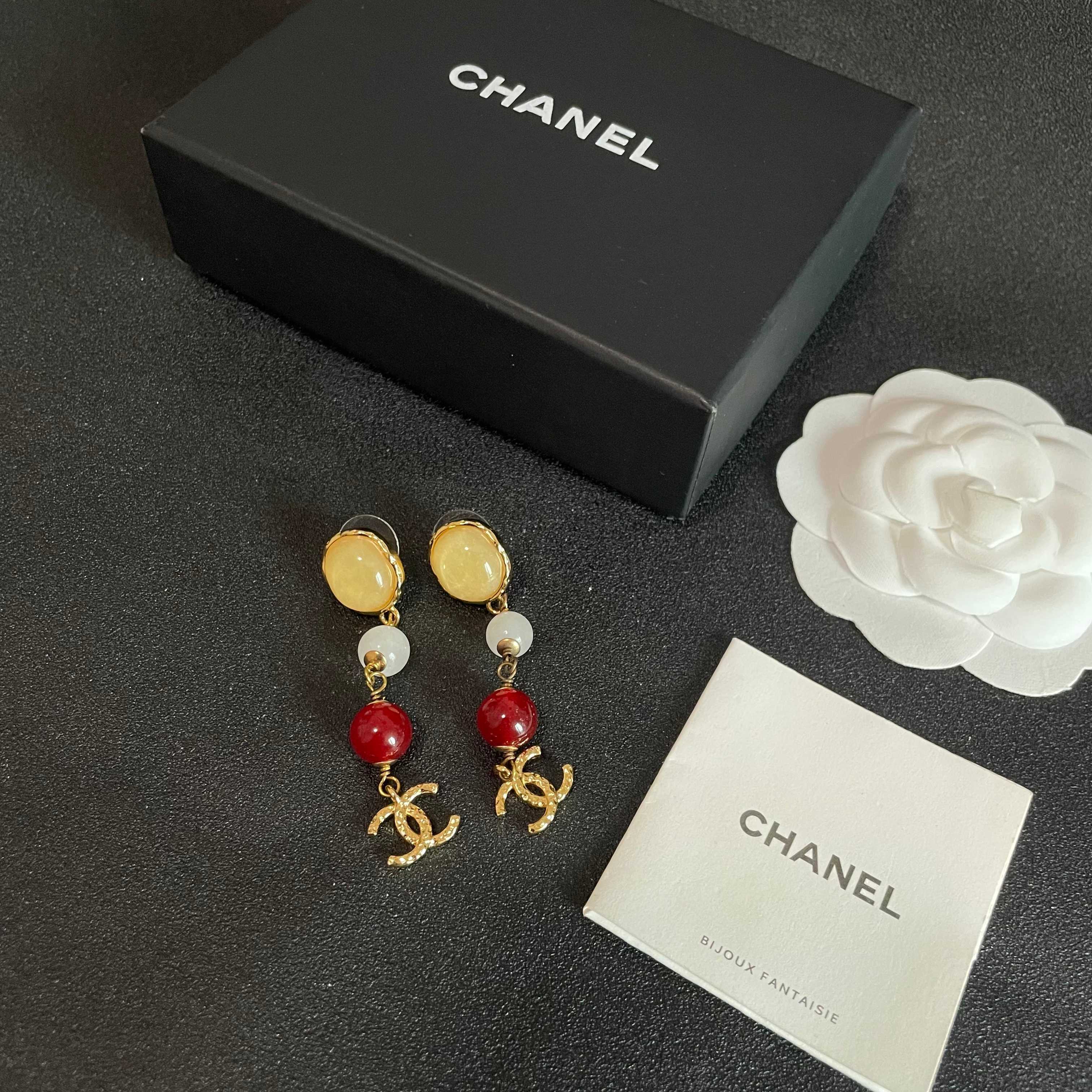 Chanel 香奈儿 彩色珠子双C耳环