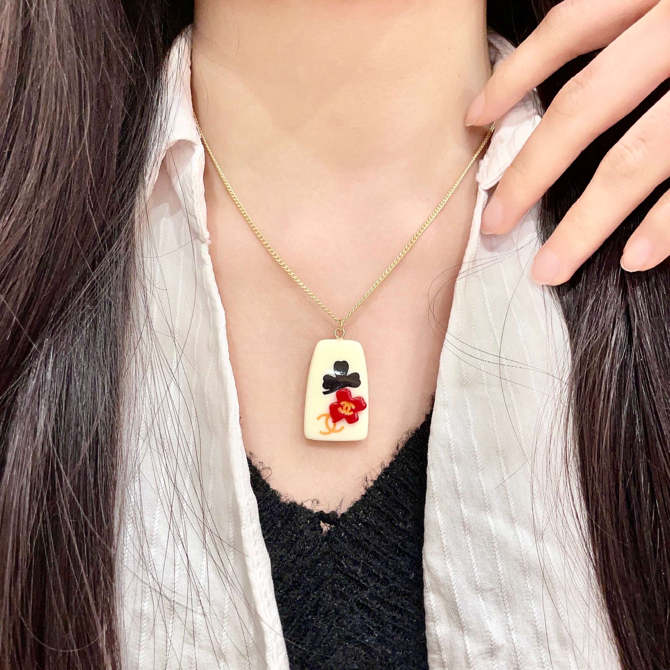 香奈儿✨山茶花双C项链
